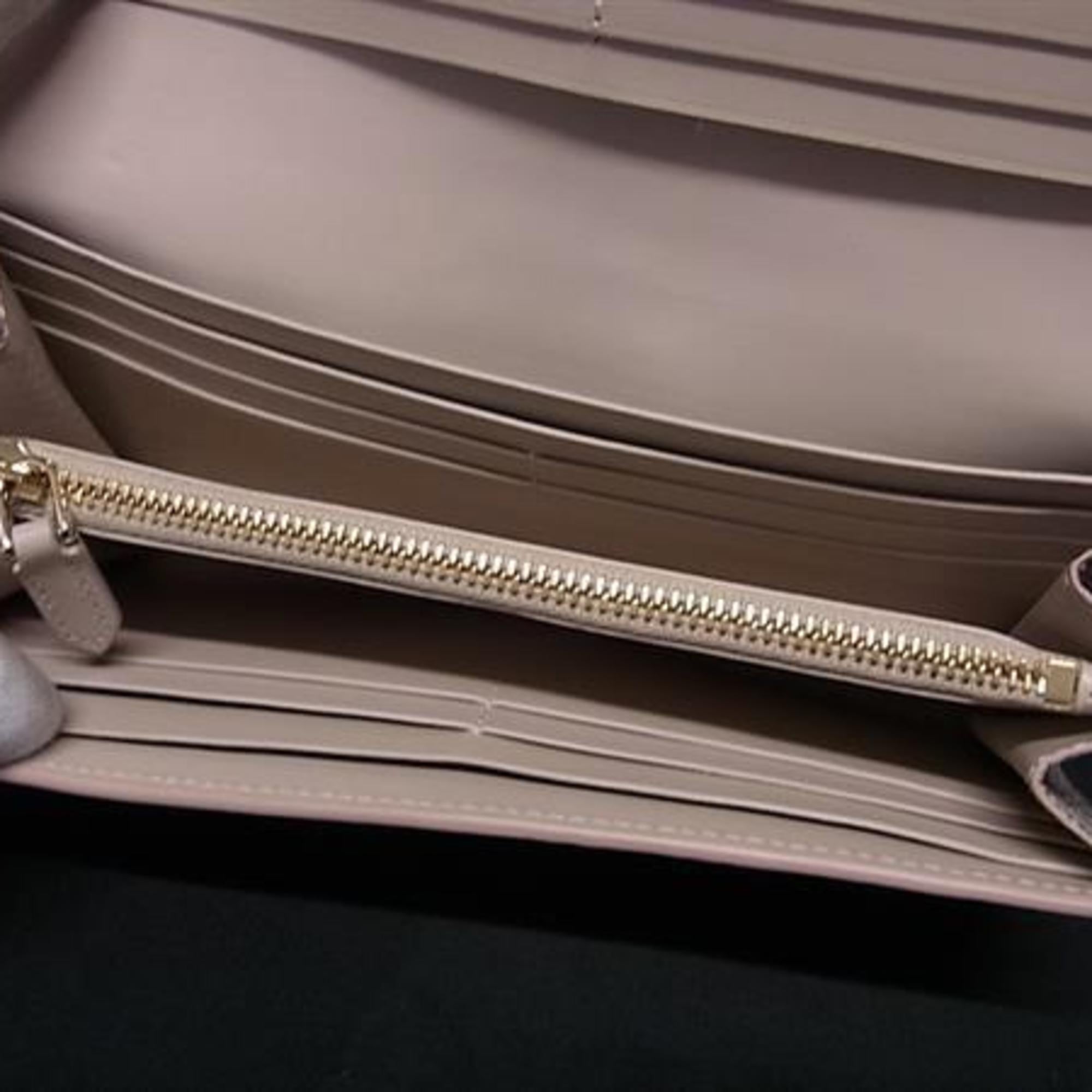 Bvlgari Beige Beige Gold Leather Long Wallet (Bi-Fold) (Pre-Owned)