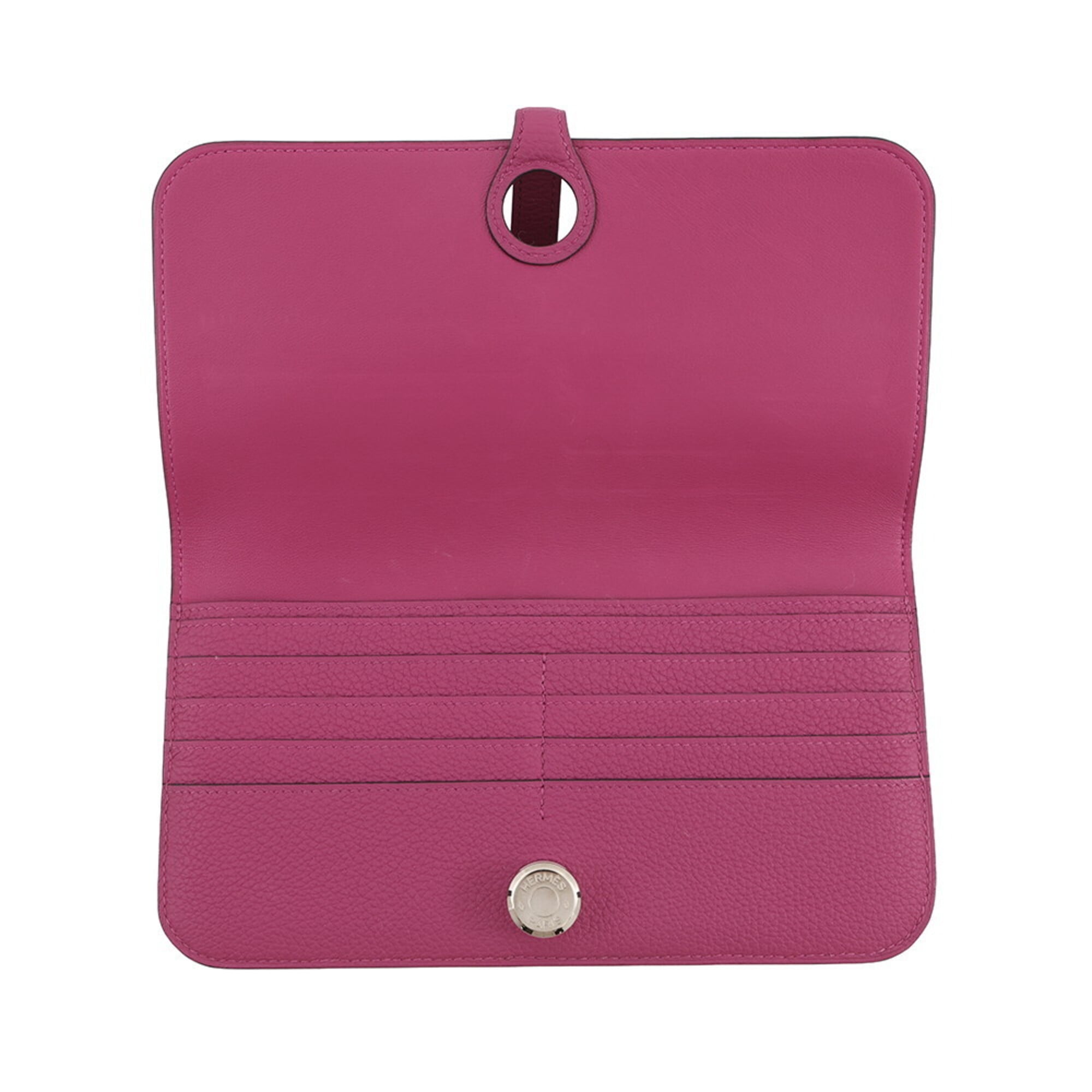 Hermes Kara Rose Purple Togo Leather Long Wallet (Bi-Fold) (Pre-Owned)