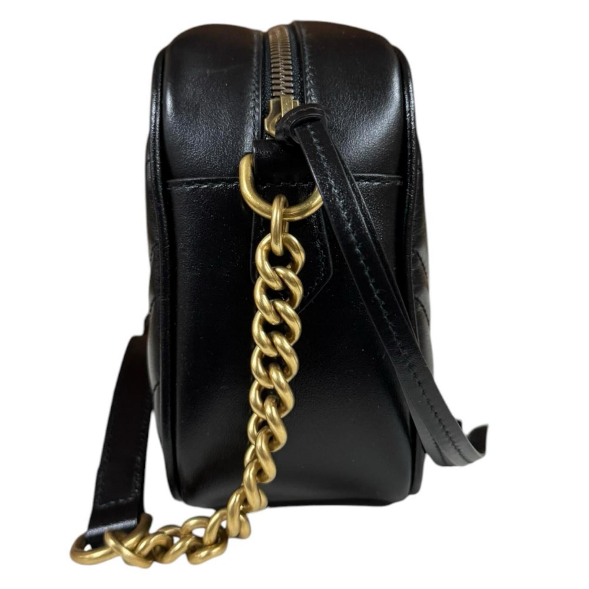 Gucci Gg Marmont Black Leather Shoulder Bag (Pre-Owned)
