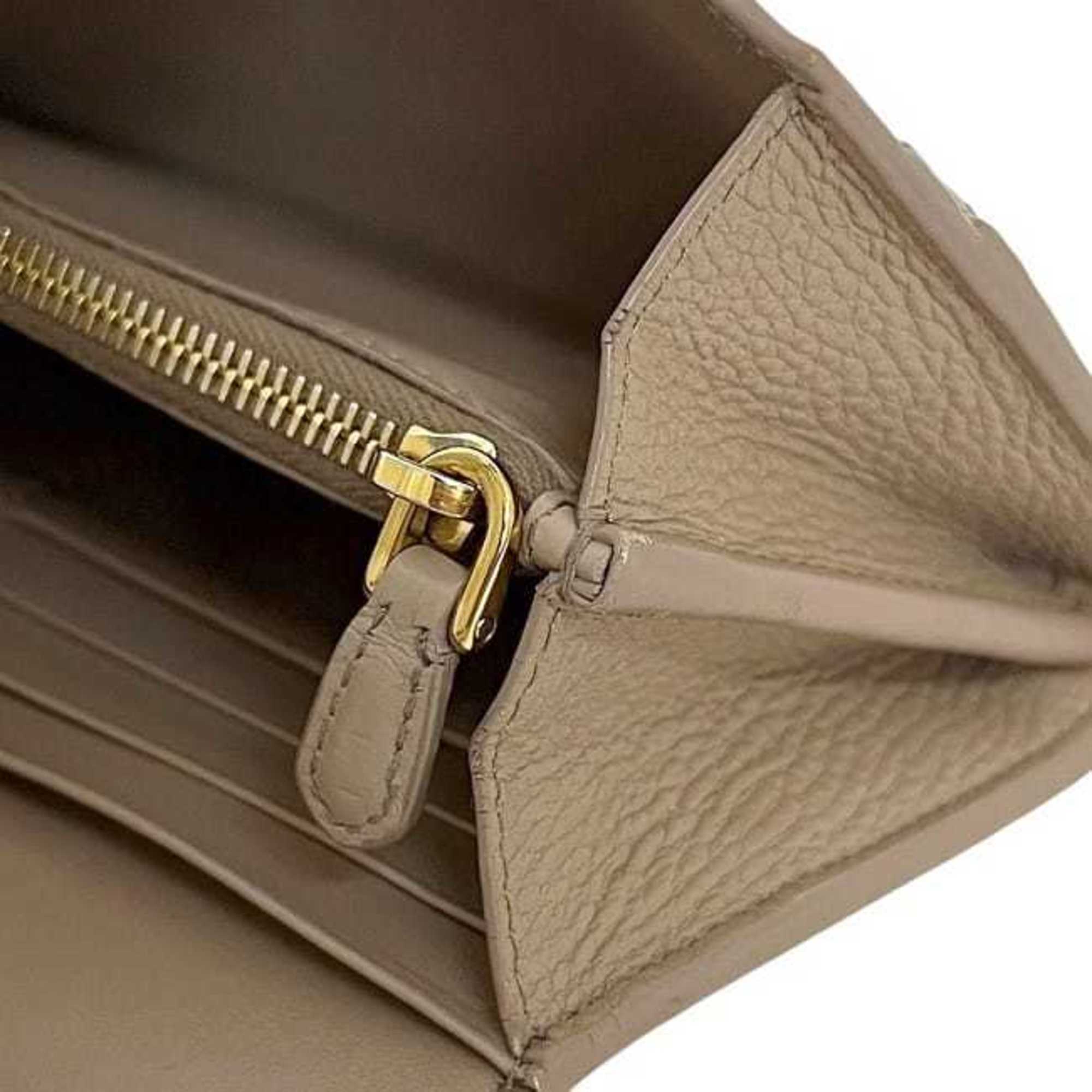 Prada Beige Leather Long Wallet (Bi-Fold) (Pre-Owned)