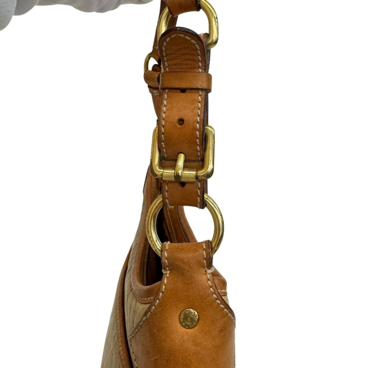 Hunting World Beige Beige Brown Leather Nylon Shoulder Bag (Pre-Owned)