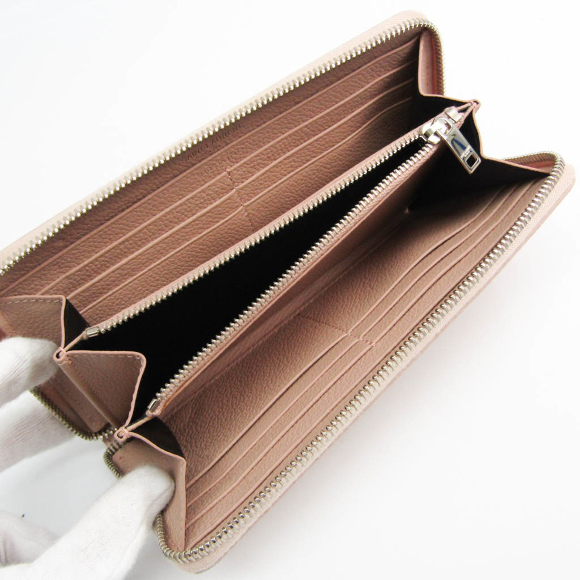 Saint Laurent Light Pink Leather Long Wallet (Bi-Fold) (Pre-Owned)