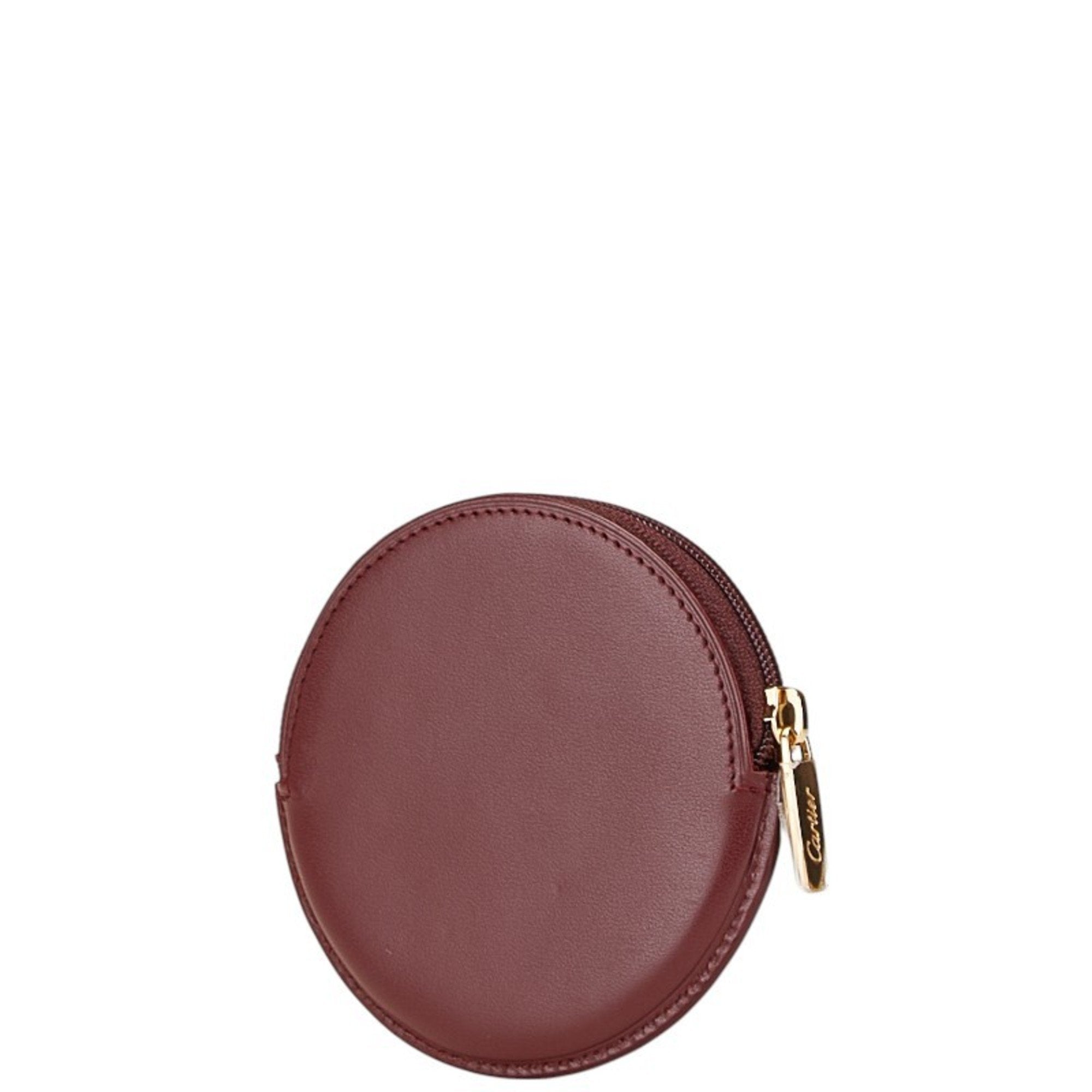 Cartier Wine Red Leather Coin Purse/Coin Case (Pre-Owned)