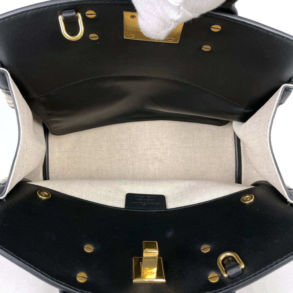 Salvatore Ferragamo Black Canvas Leather Handbag (Pre-Owned)