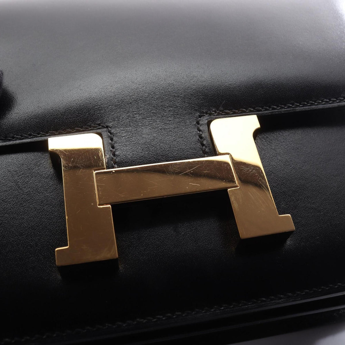 Hermes Black Box Calf Leather Handbag Shoulder Bag (Pre-Owned)