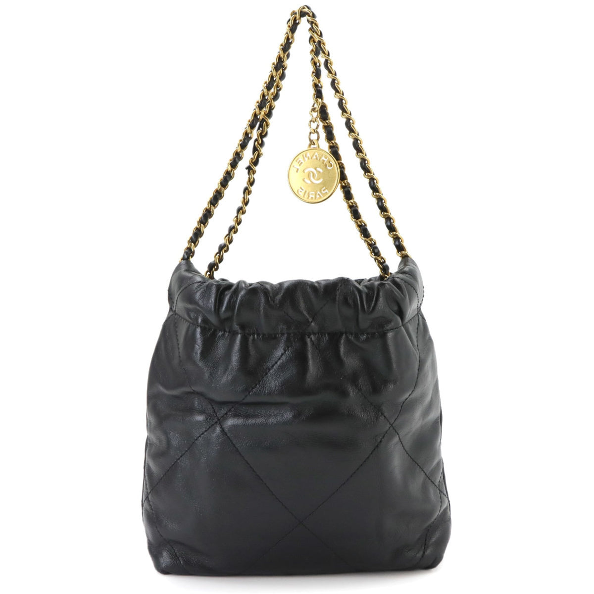 Chanel Black Leather Handbag Shoulder Bag (Pre-Owned)