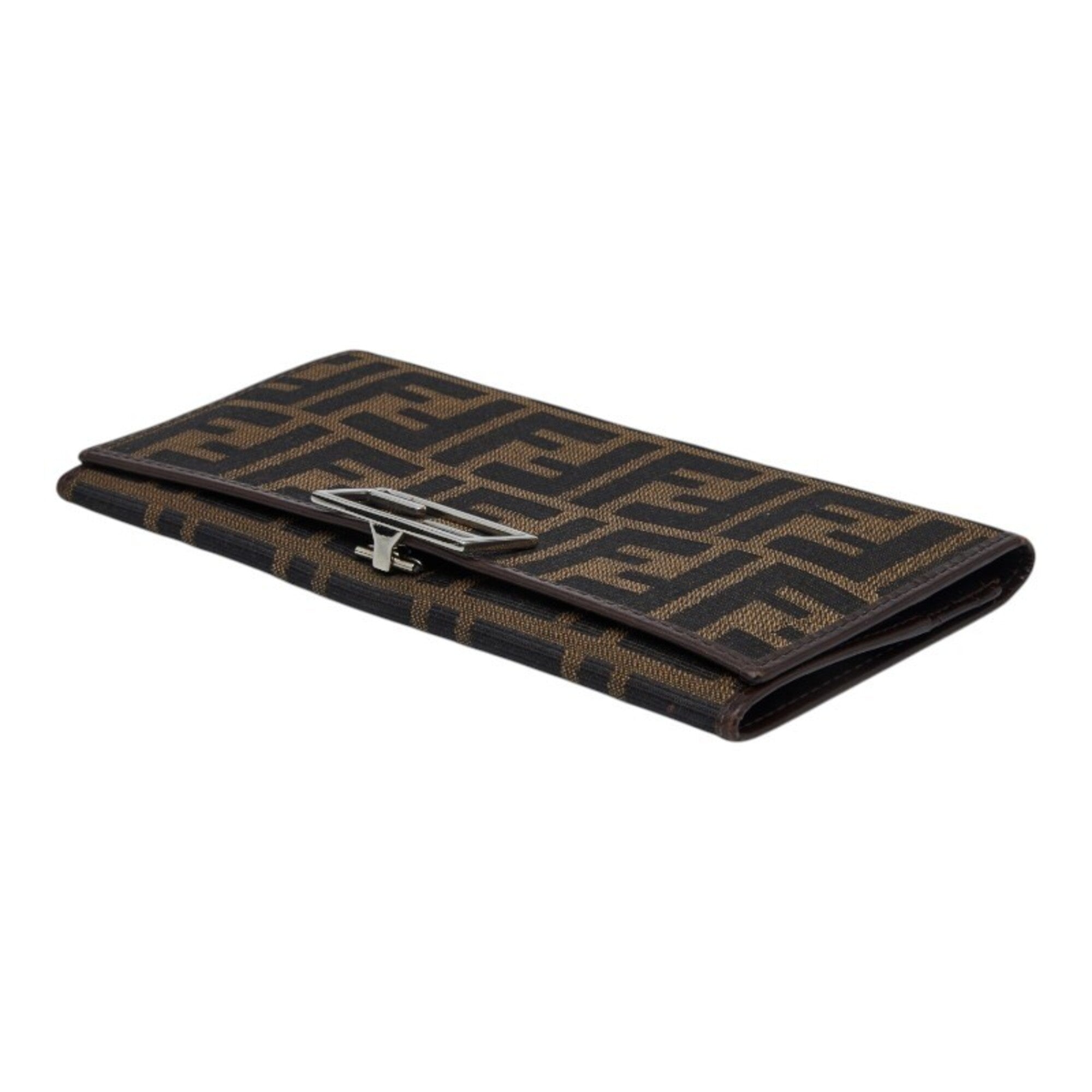 Fendi Zucca Brown Canvas Leather Long Wallet (Bi-Fold) (Pre-Owned)