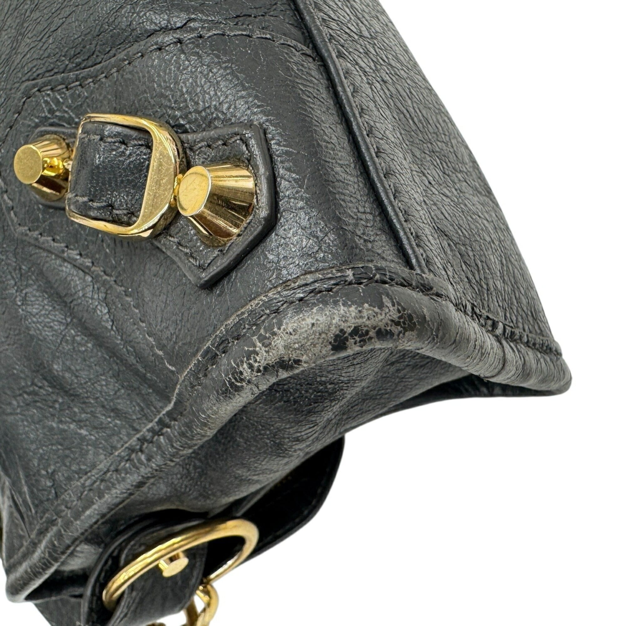 Balenciaga Gray Leather Handbag Shoulder Bag (Pre-Owned)