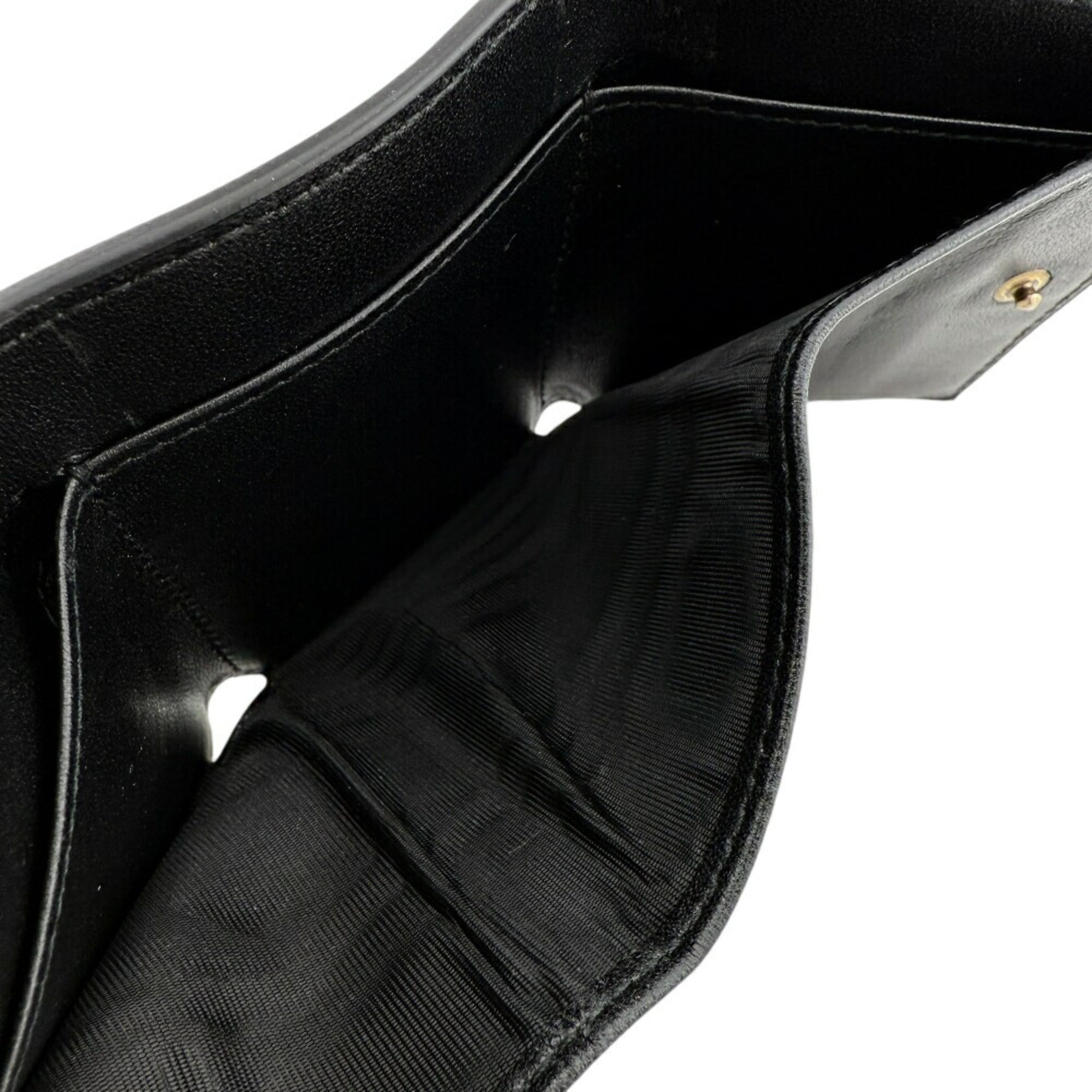 Christian Dior Black Leather Wallet (Tri-Fold) (Pre-Owned)