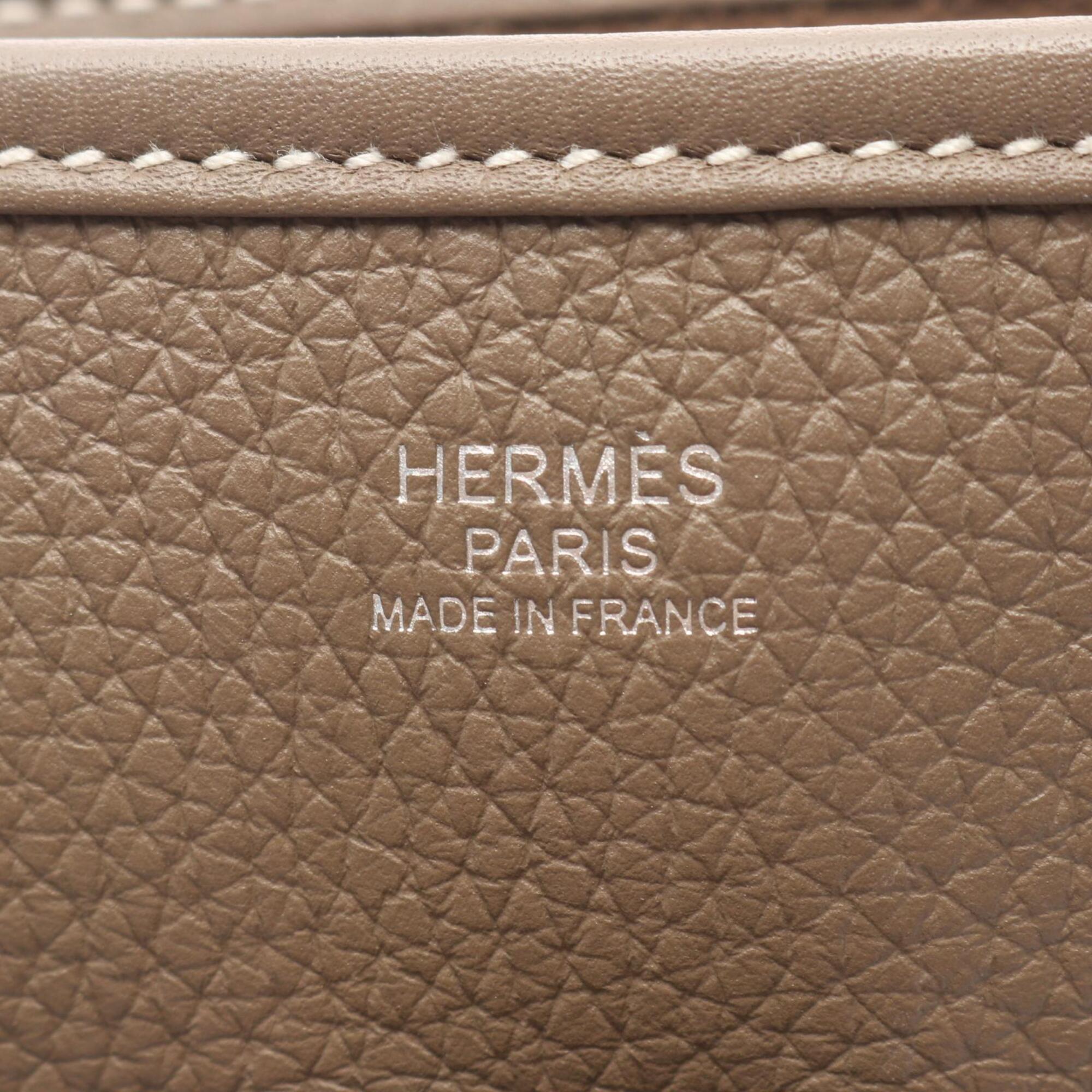 Hermes Etoupe Gray Gray Taurillon Clemence Leather Handbag Shoulder Bag (Pre-Owned)