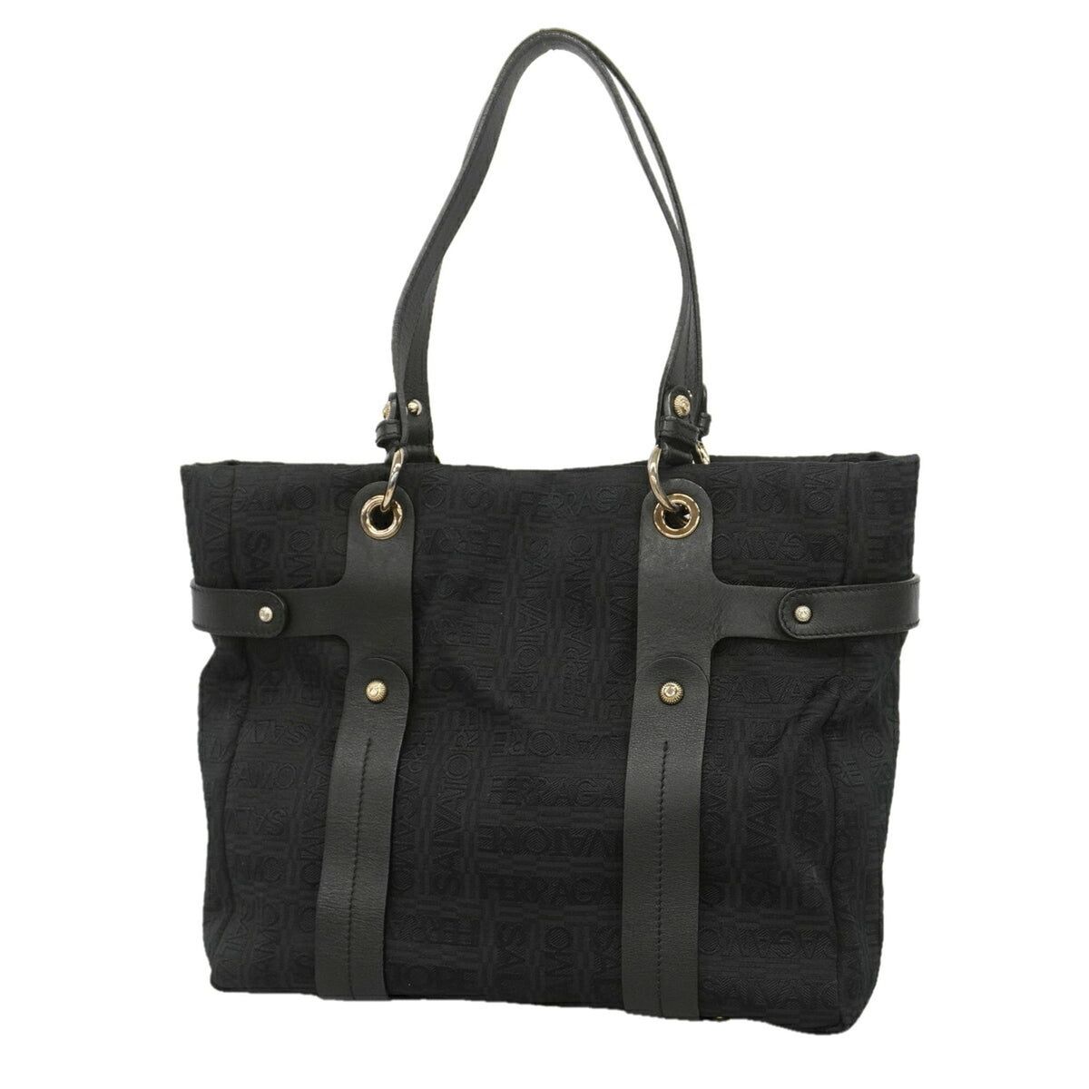 Salvatore Ferragamo Black Canvas Tote Bag (Pre-Owned)