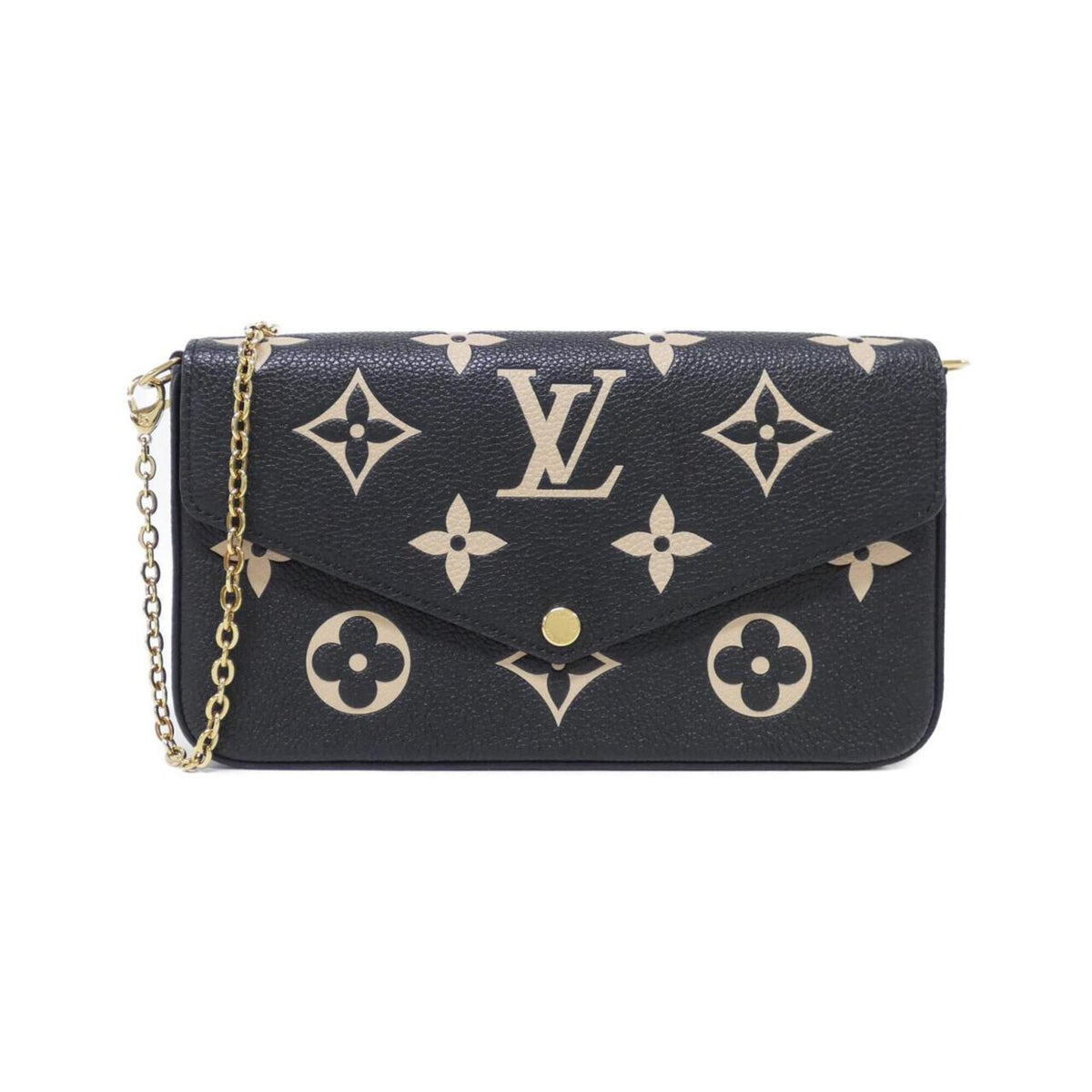 Louis Vuitton Beige Black Leather Pochette Shoulder Bag (Pre-Owned)
