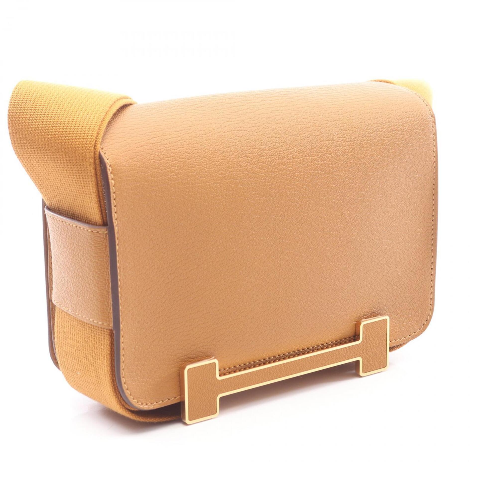 Hermes Brown Chevre Leather Leather Handbag Shoulder Bag (Pre-Owned)