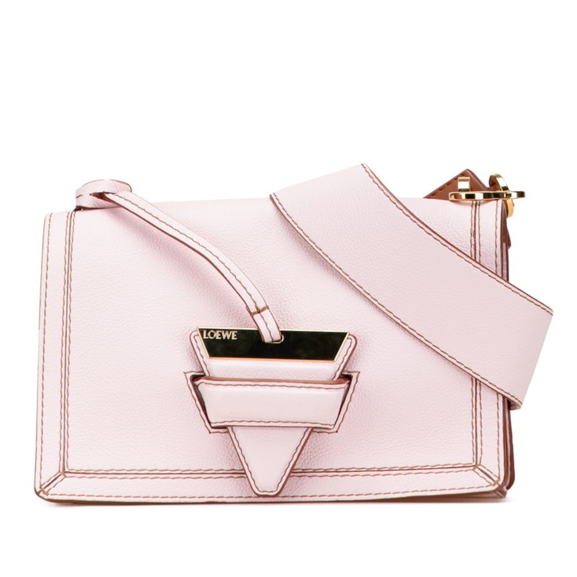 Loewe Barcelona Brown Pink Leather Shoulder Bag (Pre-Owned)