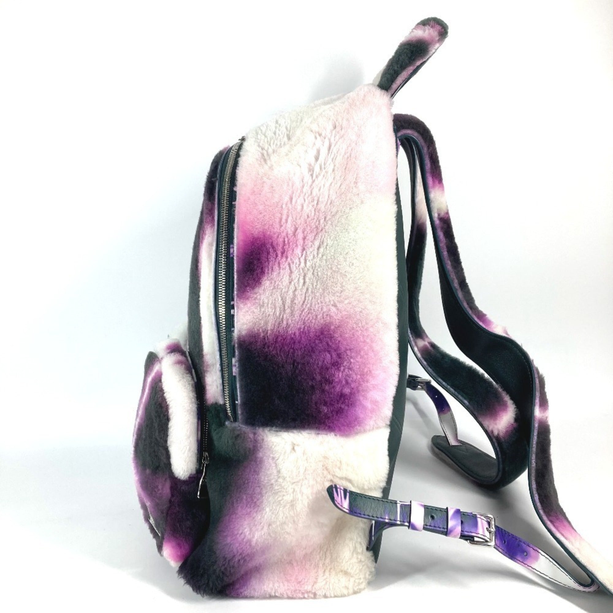 Louis Vuitton Black Purple White Fur Leather Backpack (Pre-Owned)