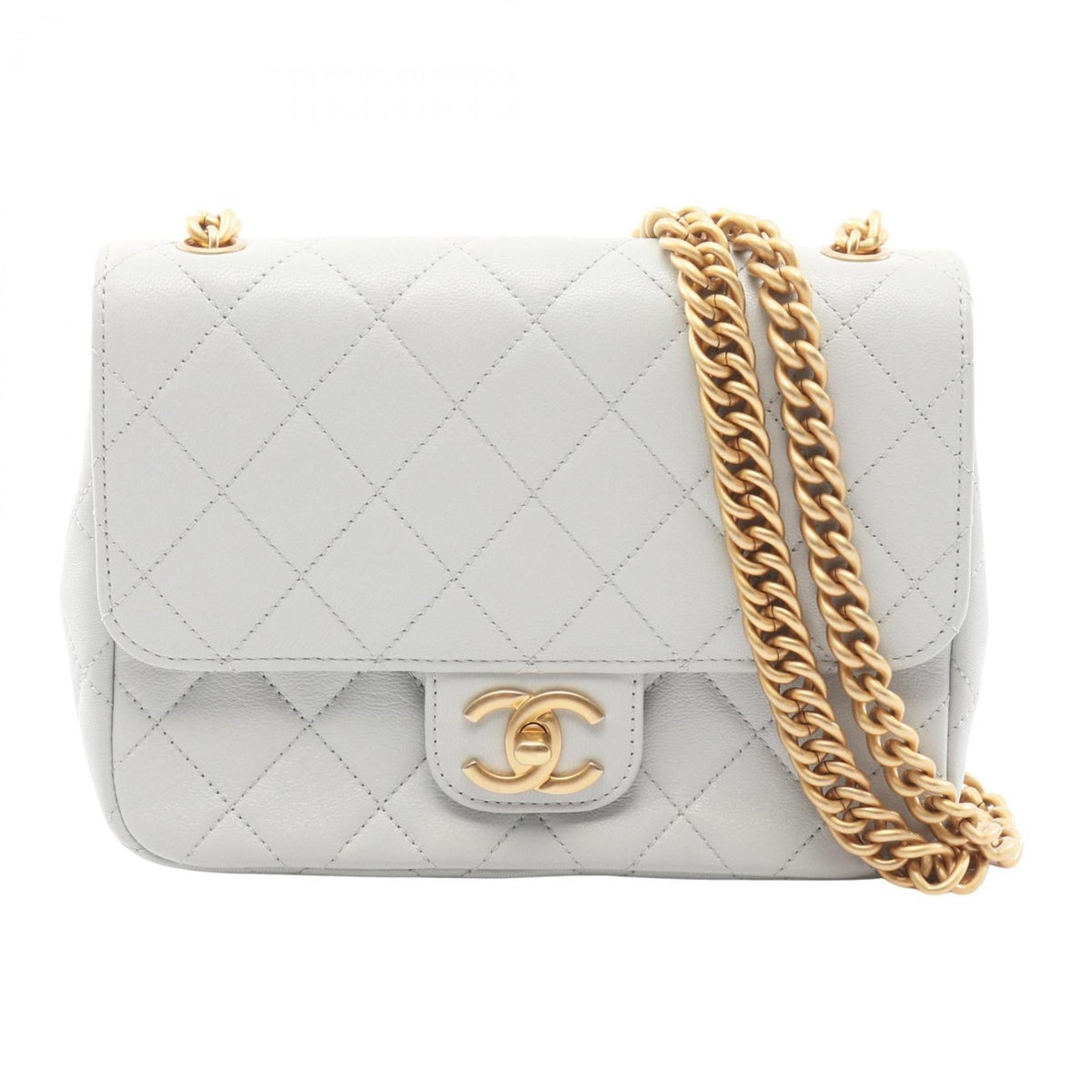Chanel Gray Leather Shoulder Bag (Pre-Owned)