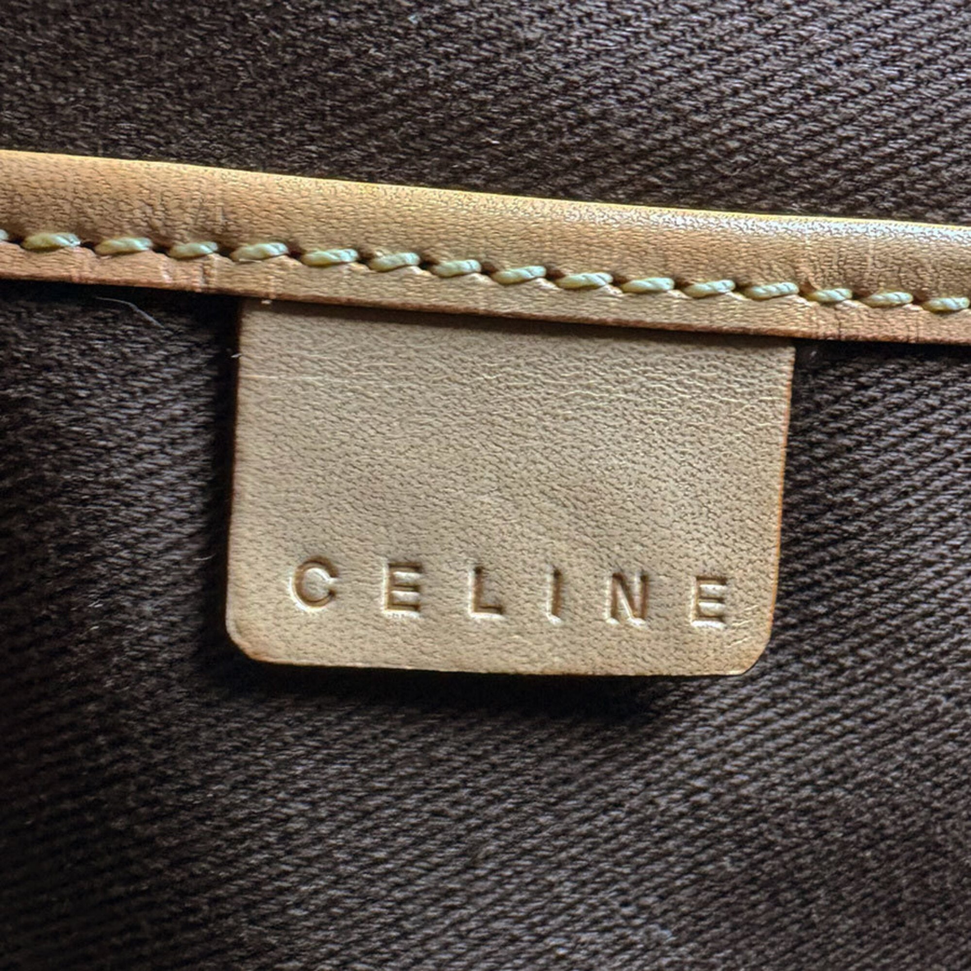 Celine Brown Coated Canvas Shoulder Bag (Pre-Owned)