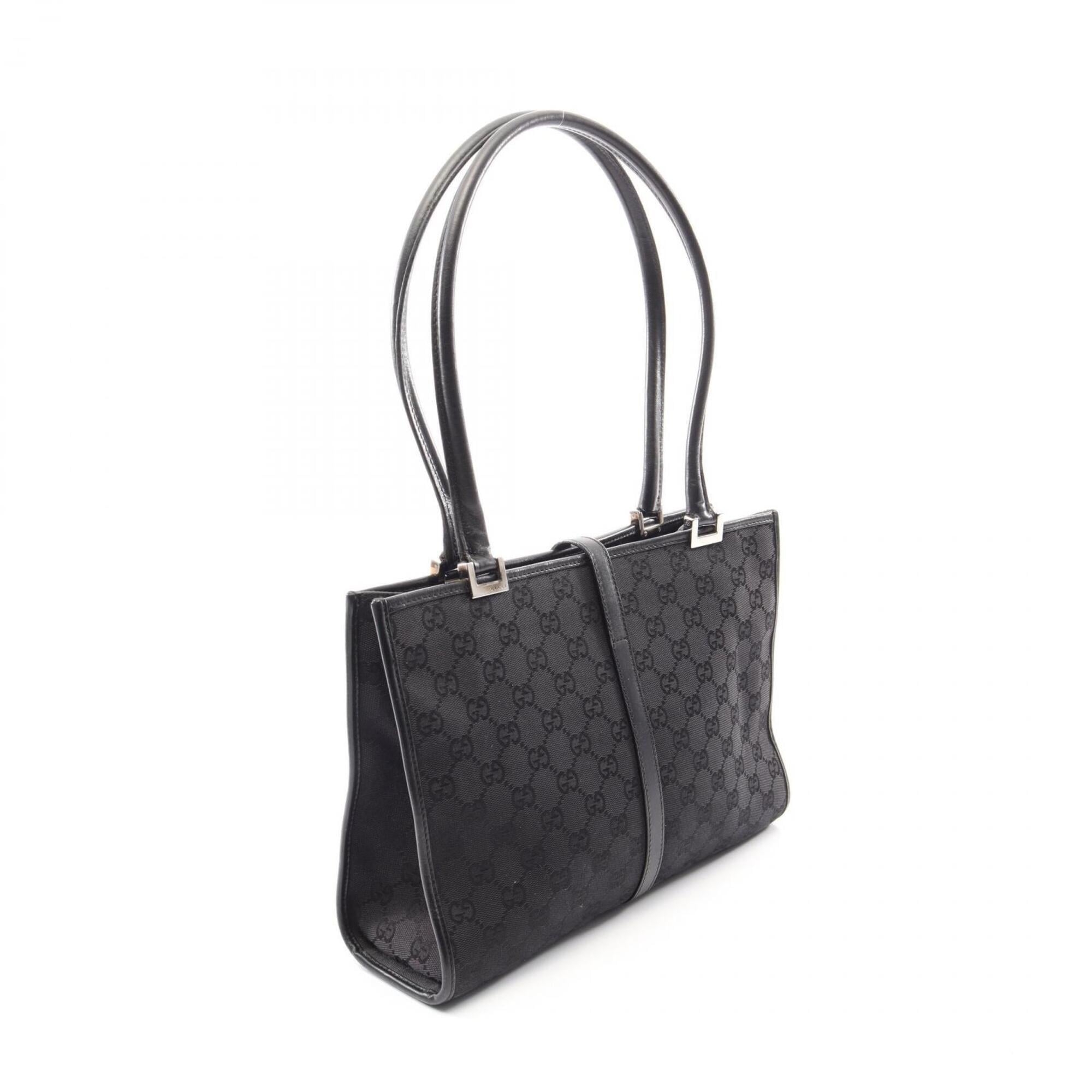 Gucci Black Canvas Leather Handbag Tote Bag (Pre-Owned)