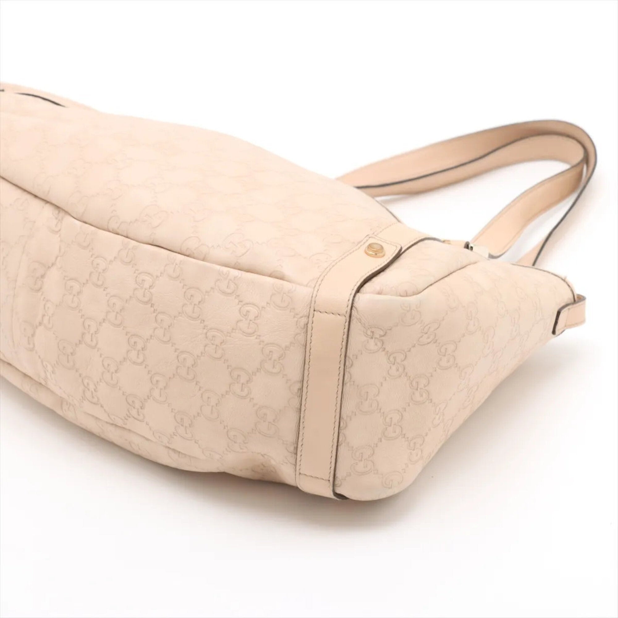 Gucci Pink Beige Leather Handbag Shoulder Bag Tote Bag (Pre-Owned)
