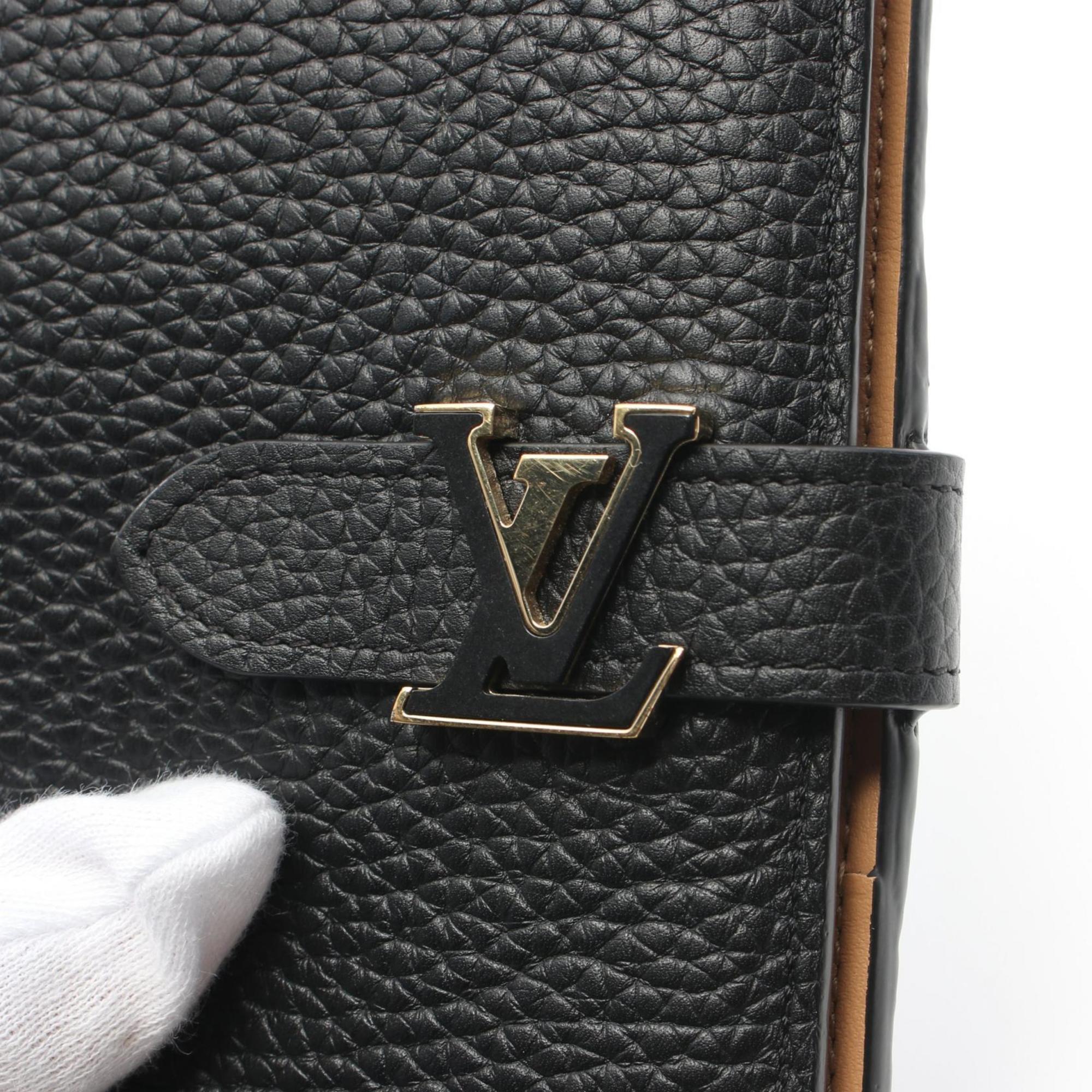 Louis Vuitton Black Leather Long Wallet (Bi-Fold) (Pre-Owned)