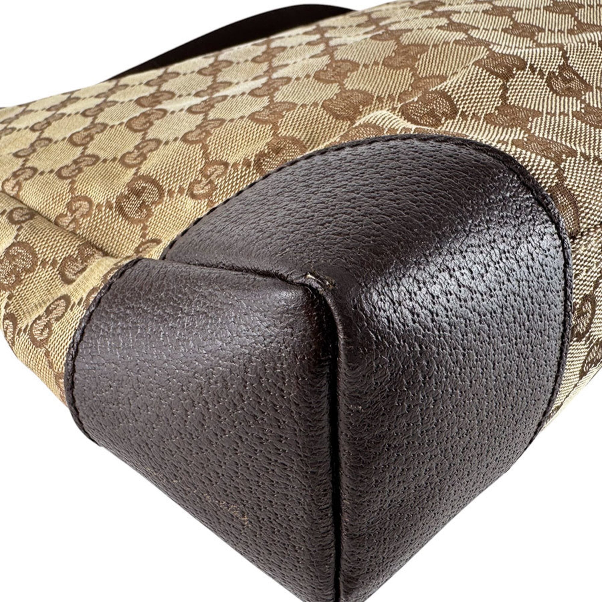 Gucci Brown Gg Canvas Leather Shoulder Bag (Pre-Owned)