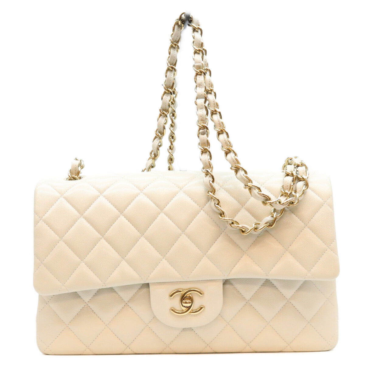 Chanel Gray Grained Calfskin Shoulder Bag (Pre-Owned)