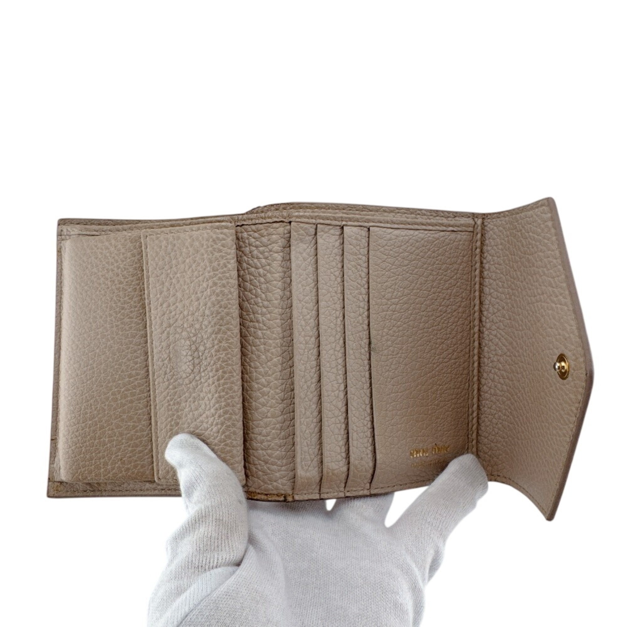 Miu Miu Beige Pink Leather Wallet (Tri-Fold) (Pre-Owned)