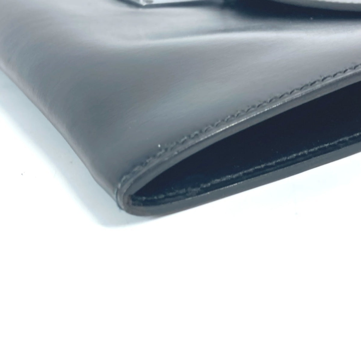 Hermes Black Box Calf Leather Clutch Bag Pouch (Pre-Owned)