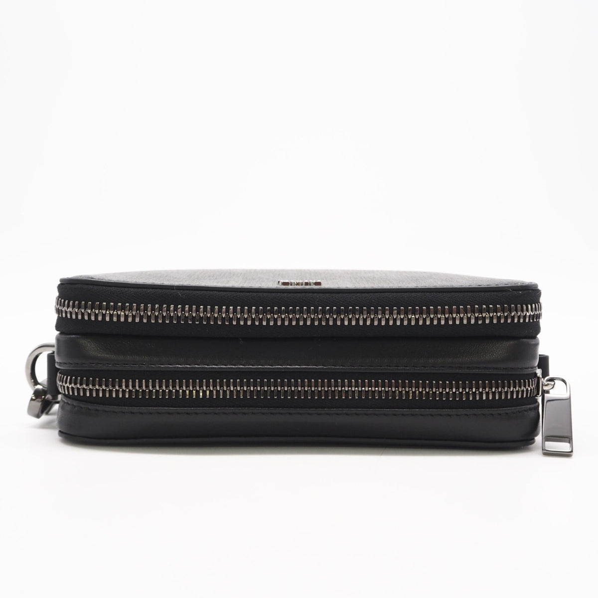 Christian Dior Black Gray Coated Canvas Leather Shoulder Bag (Pre-Owned)