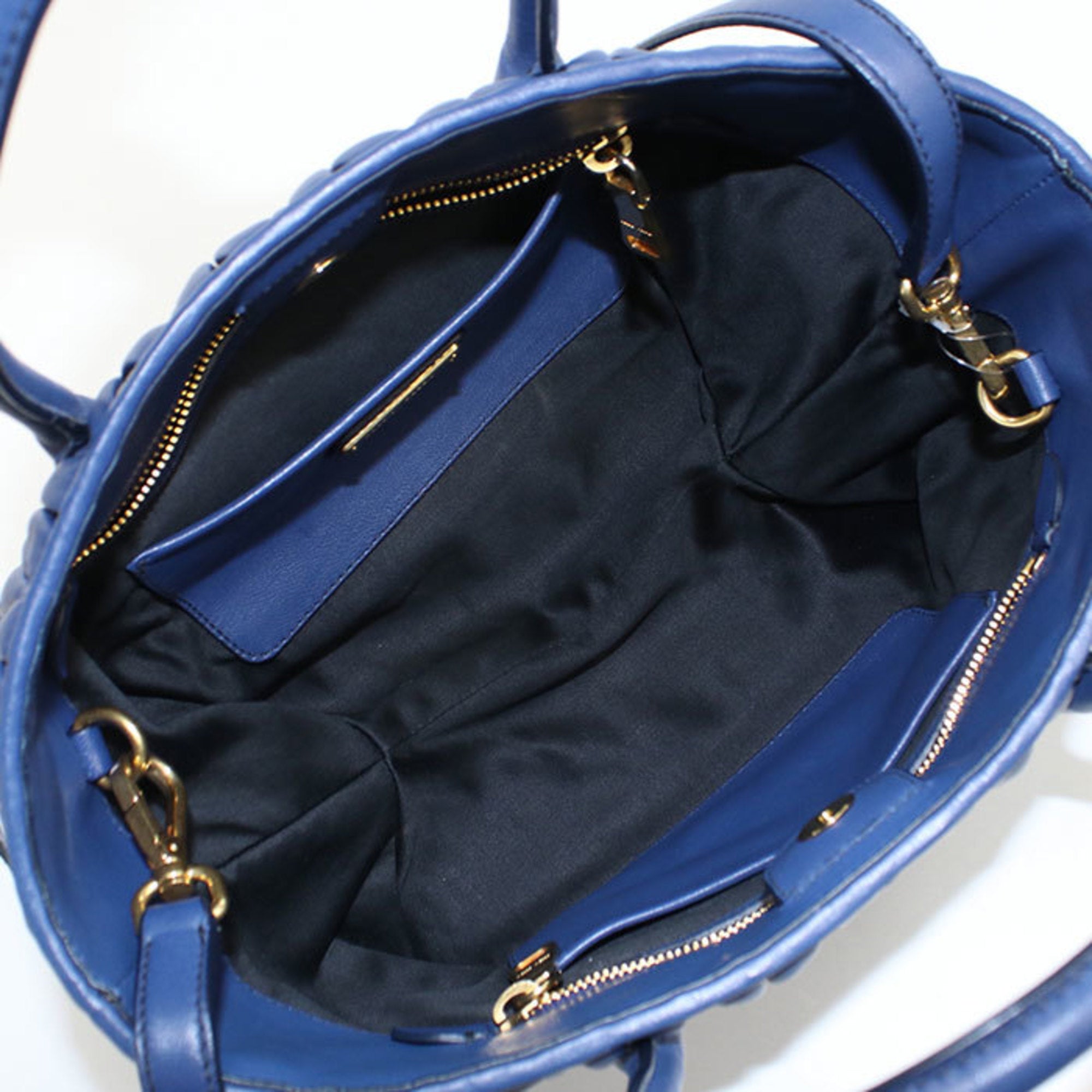 Miu Miu Blue Leather Tote Bag (Pre-Owned)