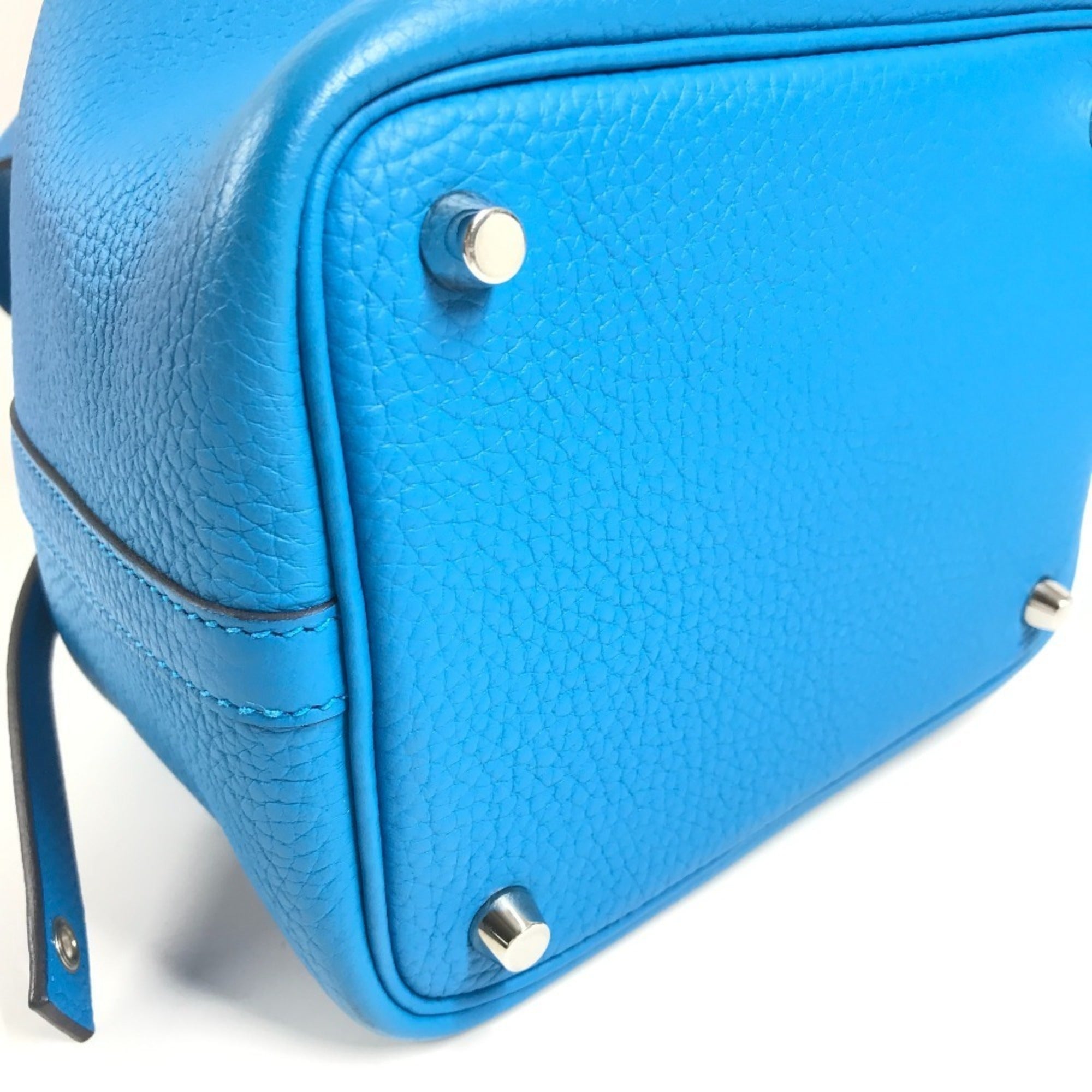 Hermes Blue Taurillon Clemence Leather Handbag Tote Bag (Pre-Owned)