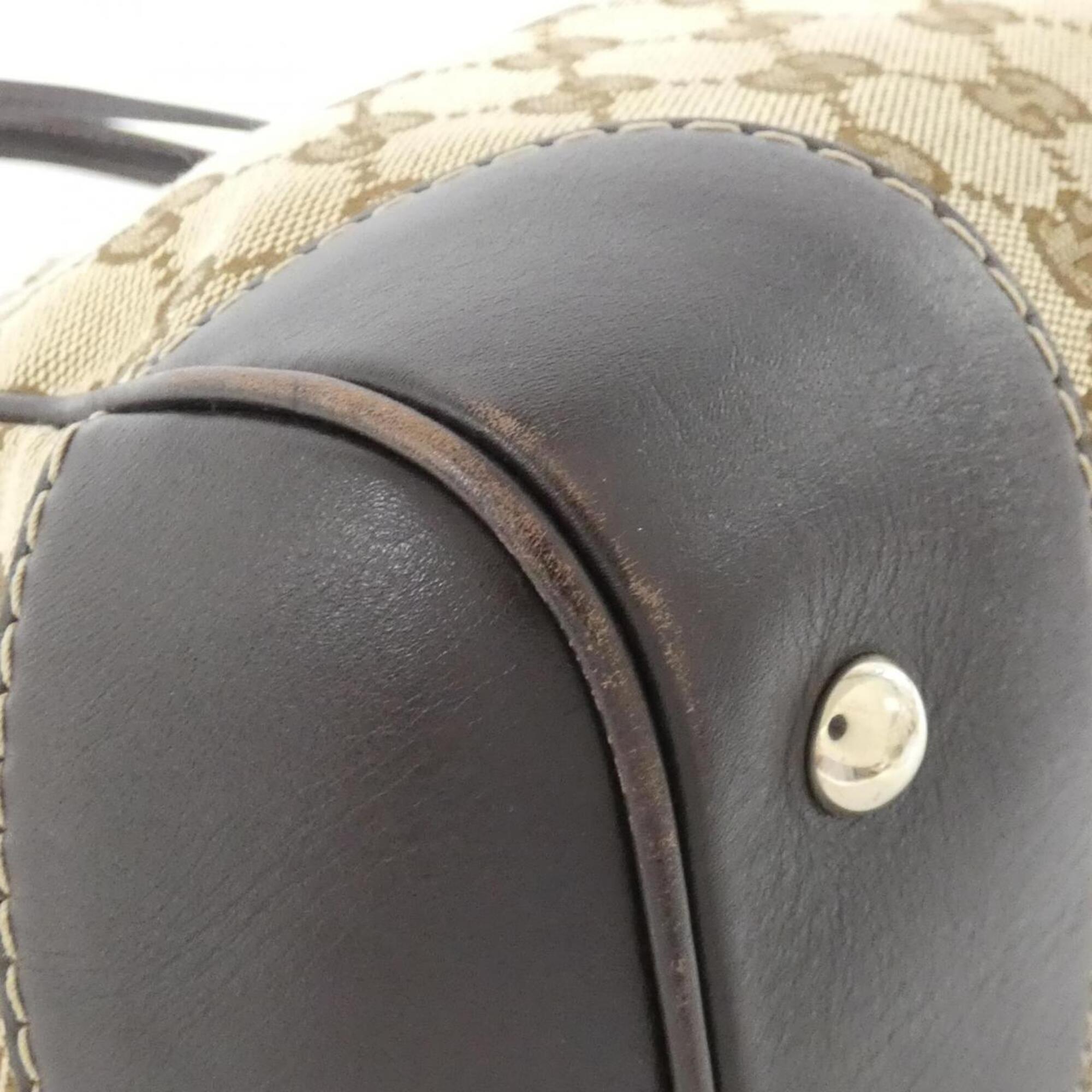 Gucci Beige Brown Gg Canvas Handbag (Pre-Owned)