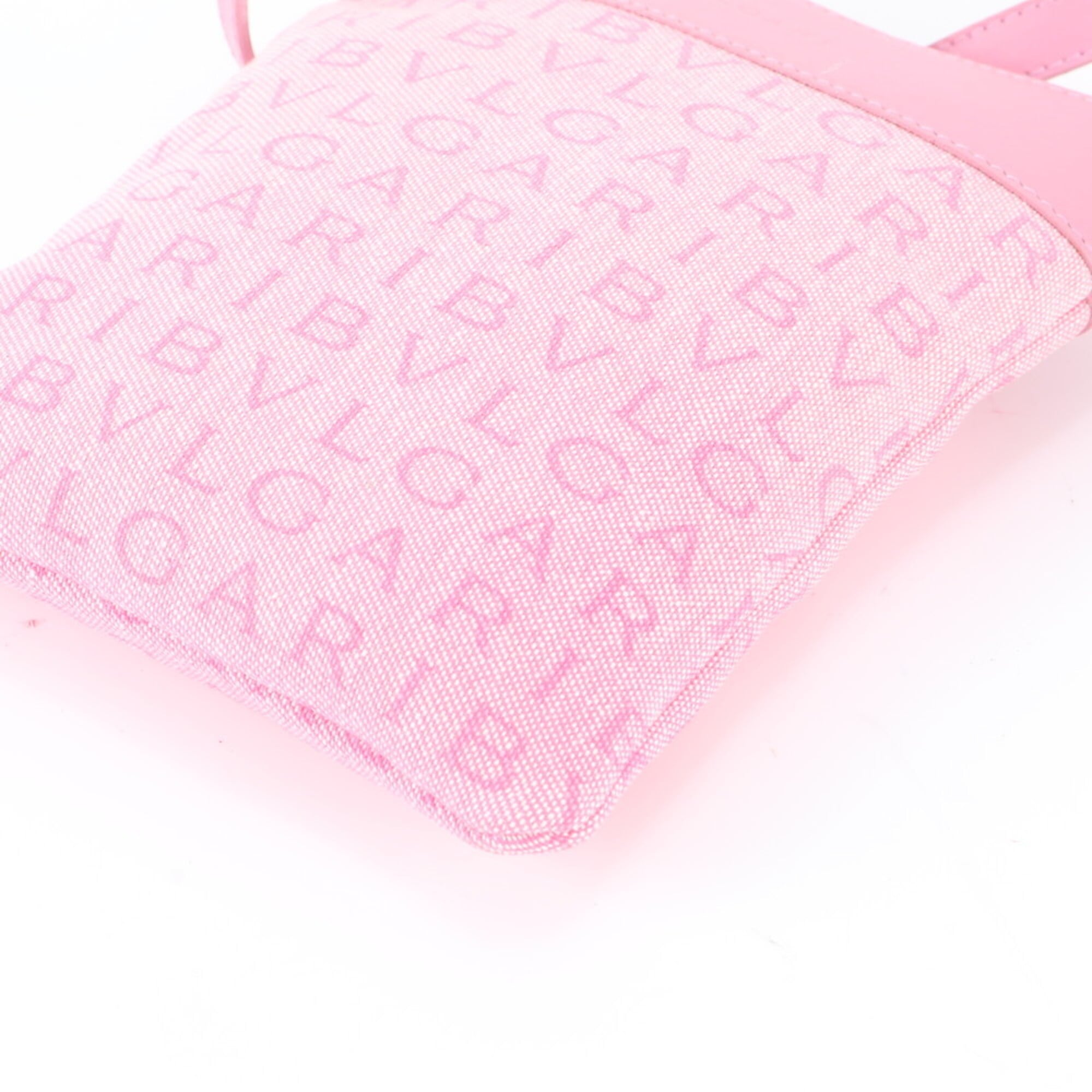 Bvlgari Pink Leather Canvas Shoulder Bag (Pre-Owned)