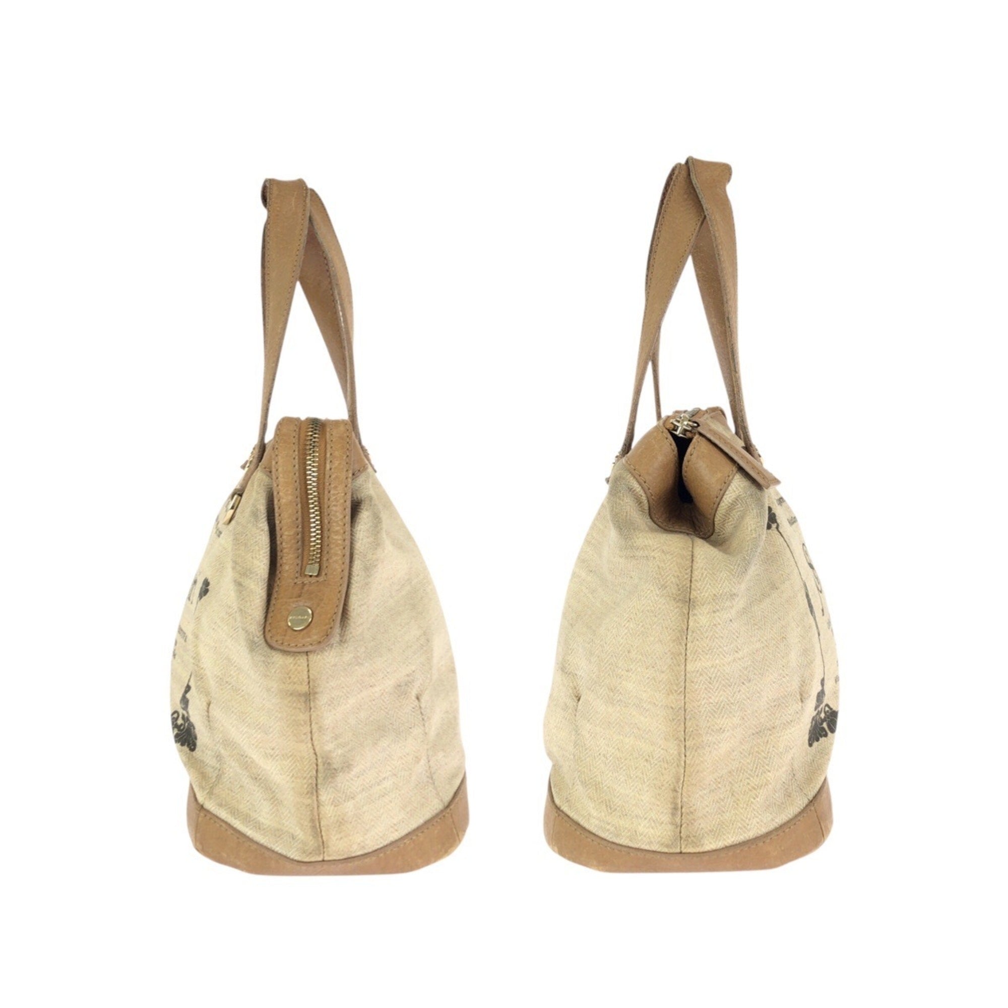 Bvlgari Beige Brown Pvc Leather Handbag Tote Bag (Pre-Owned)