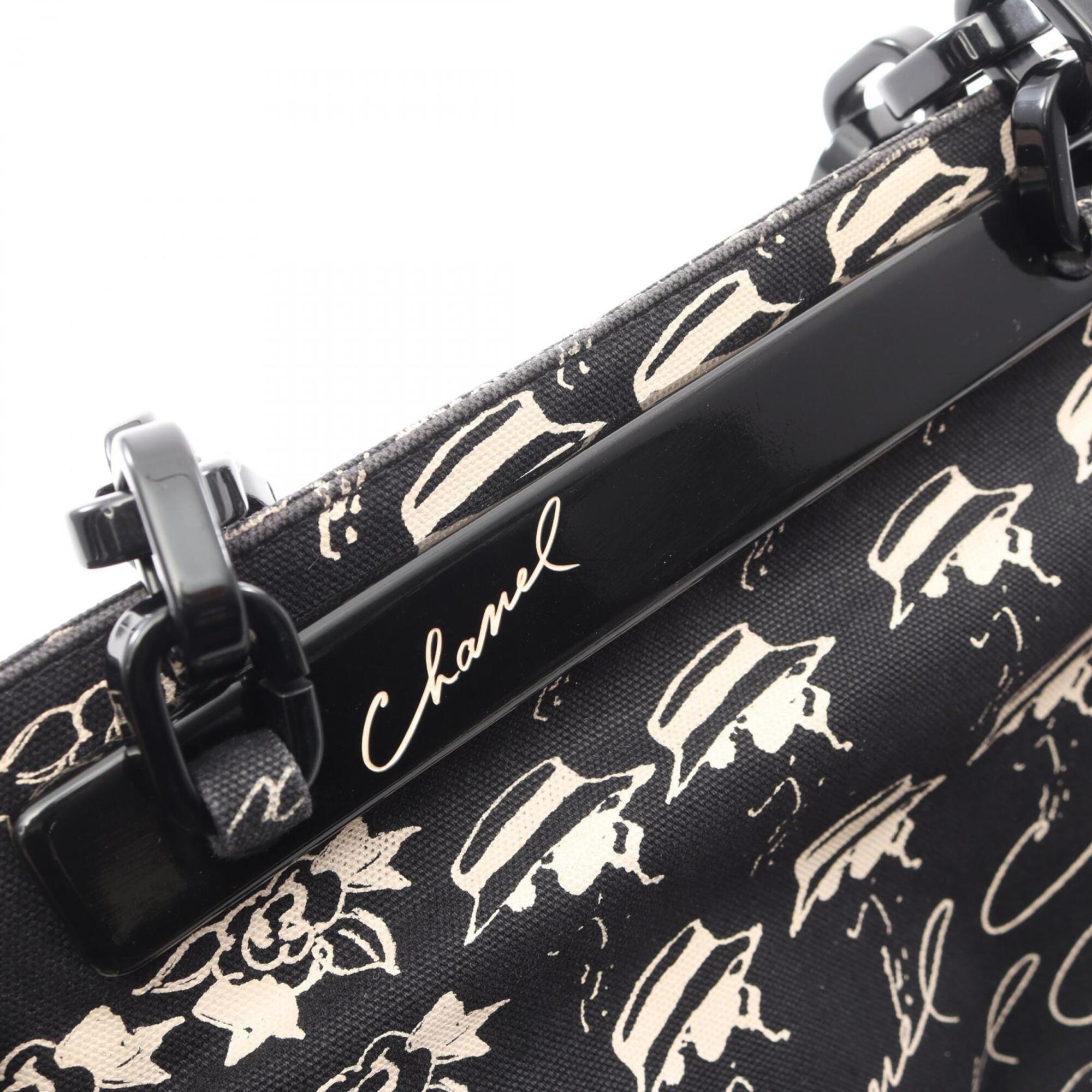 Chanel Black Canvas Handbag Tote Bag (Pre-Owned)