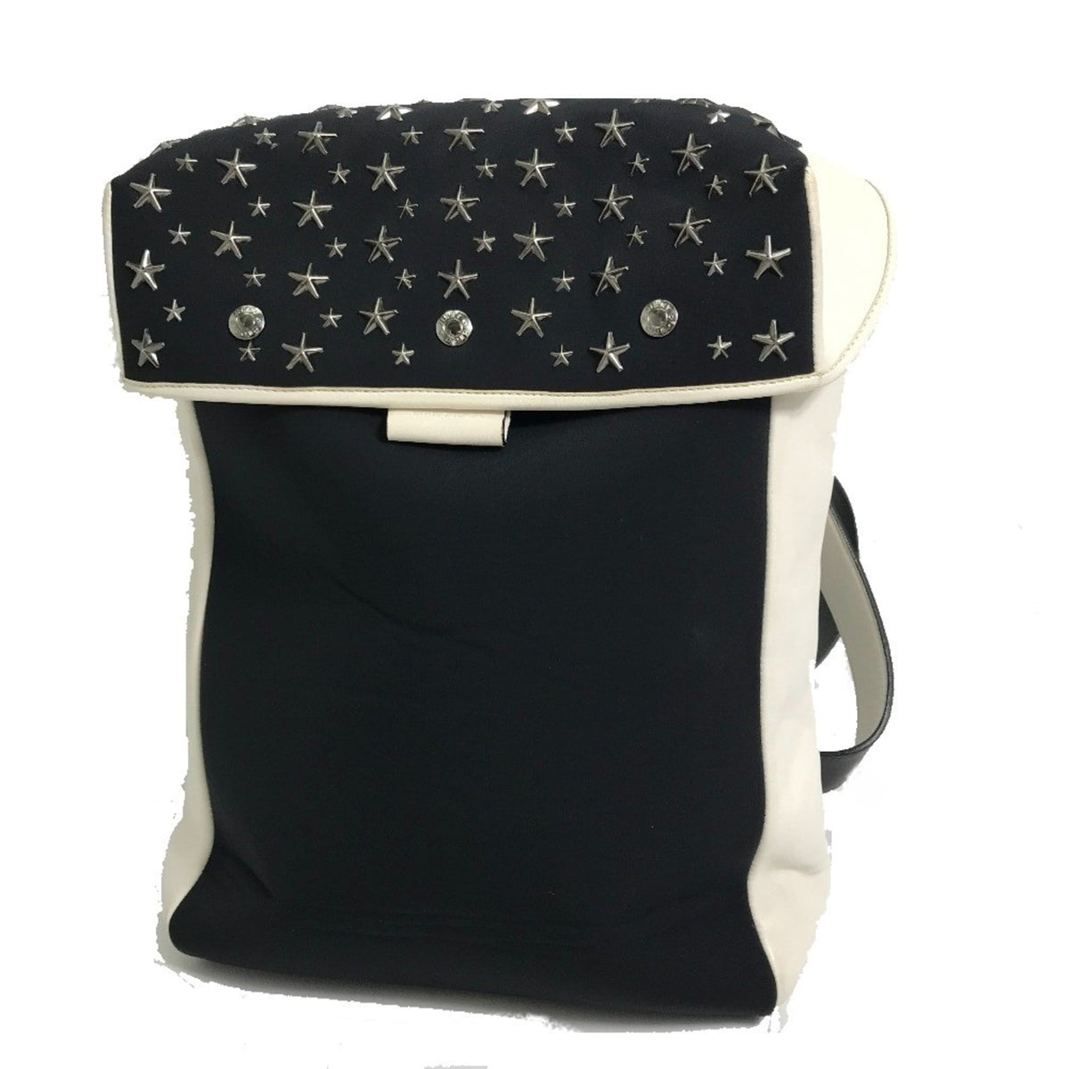Jimmy Choo Black White Leather Jersey Backpack (Pre-Owned)