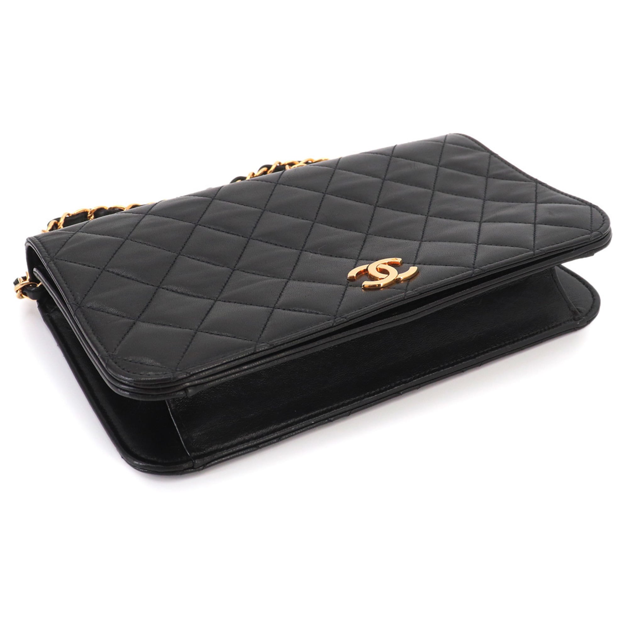 Chanel Black Leather Handbag Shoulder Bag (Pre-Owned)
