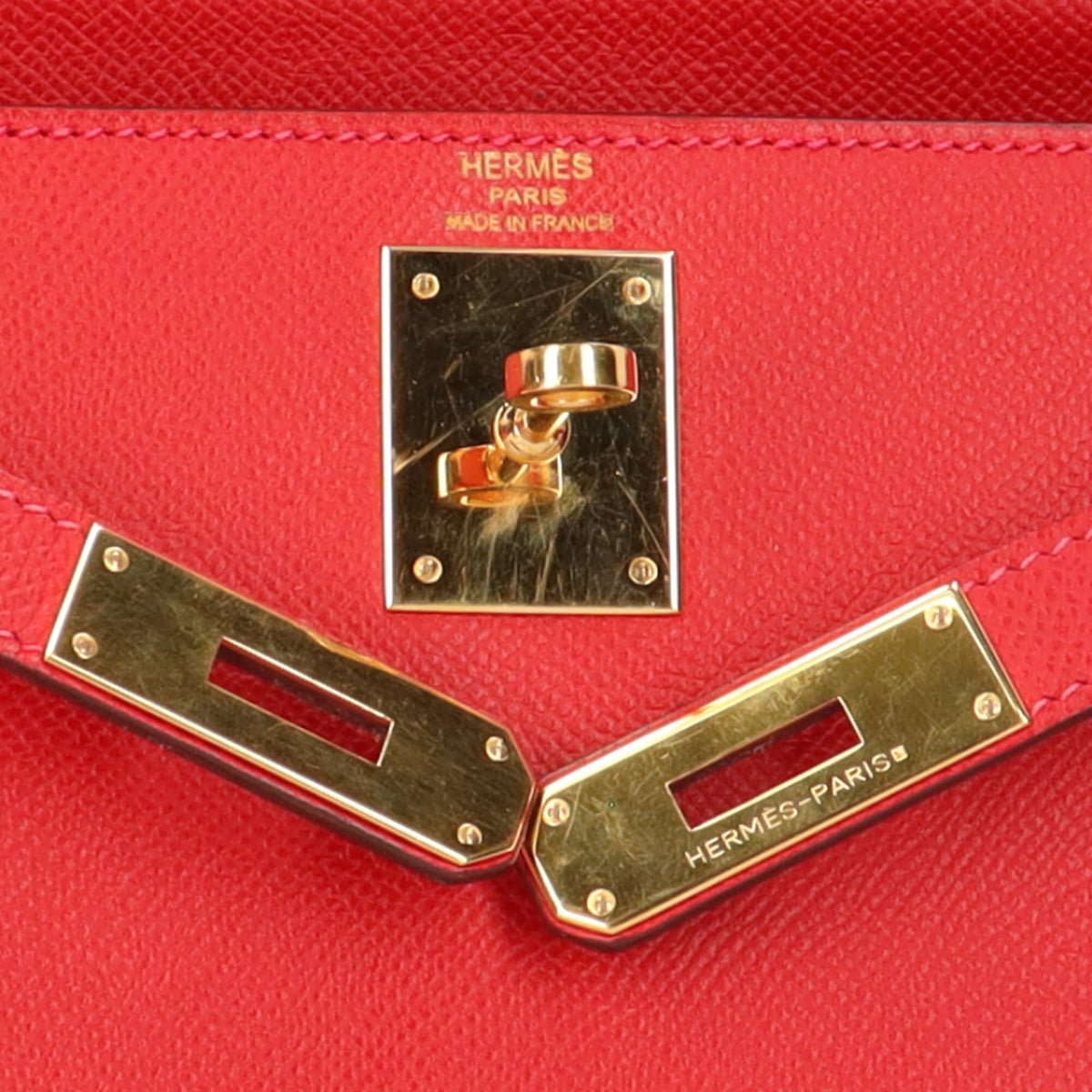 Hermes Red Color Rouge Casaque Epsom Leather Shoulder Bag (Pre-Owned)