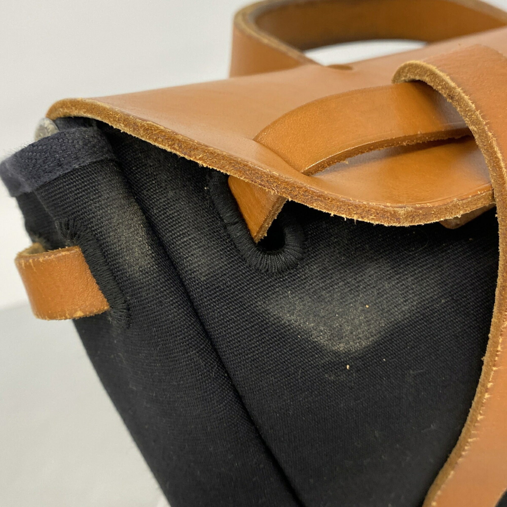 Hermes Black Natural Toile Officier Backpack (Pre-Owned)