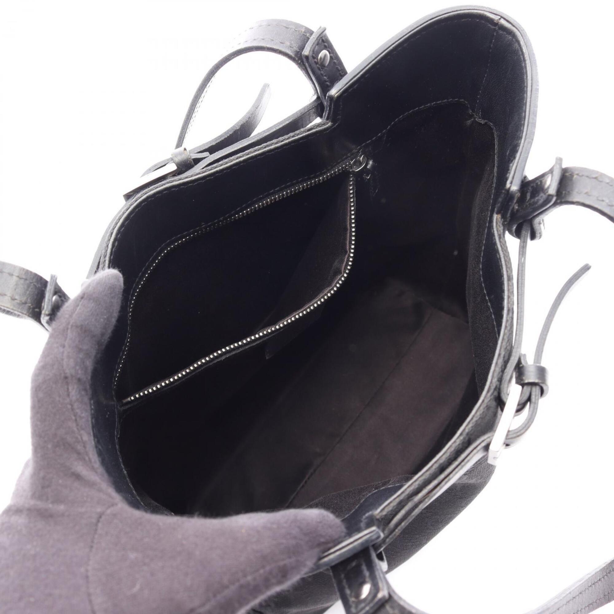 Gucci Black Canvas Leather Tote Bag (Pre-Owned)