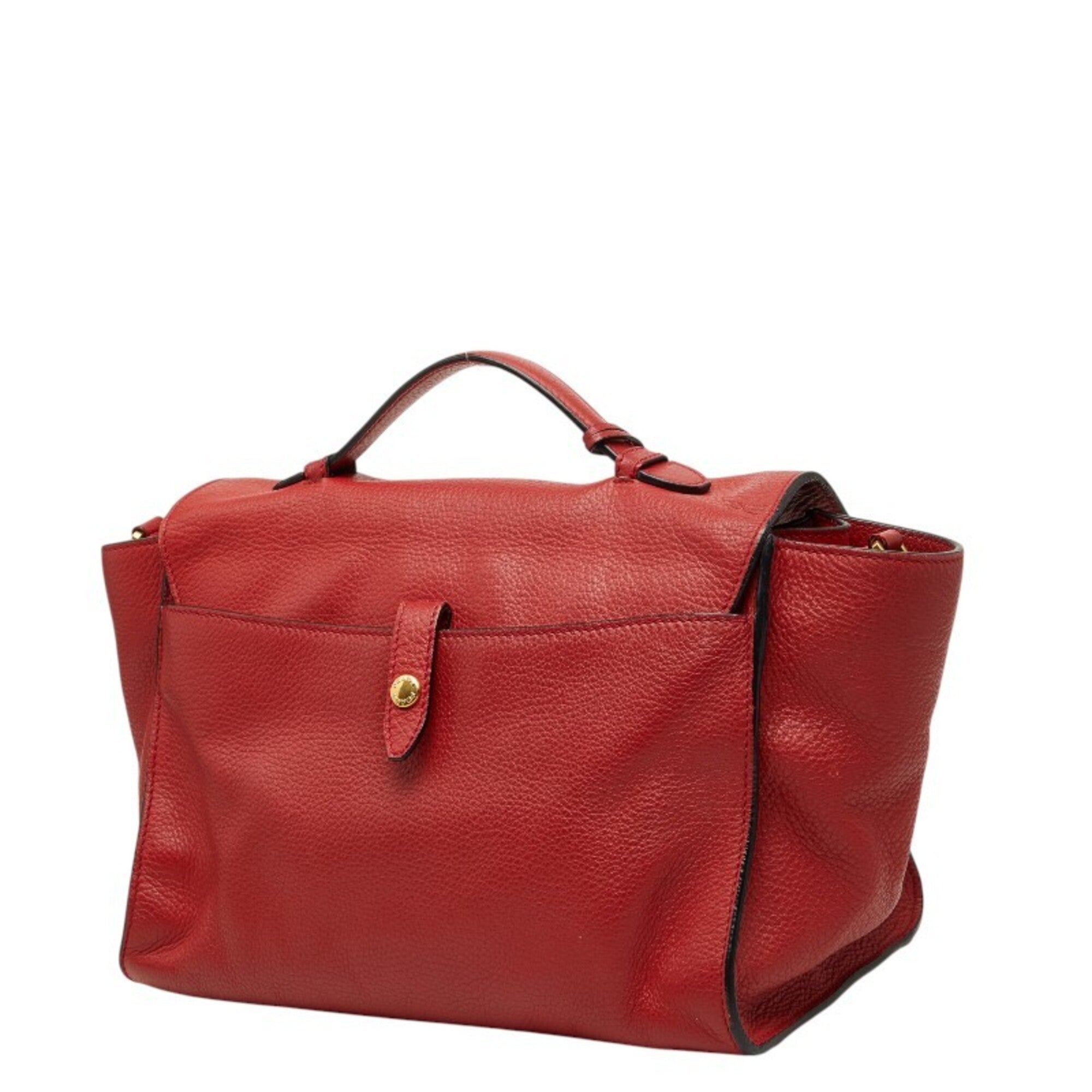 Prada Red Color Leather Handbag Shoulder Bag (Pre-Owned)