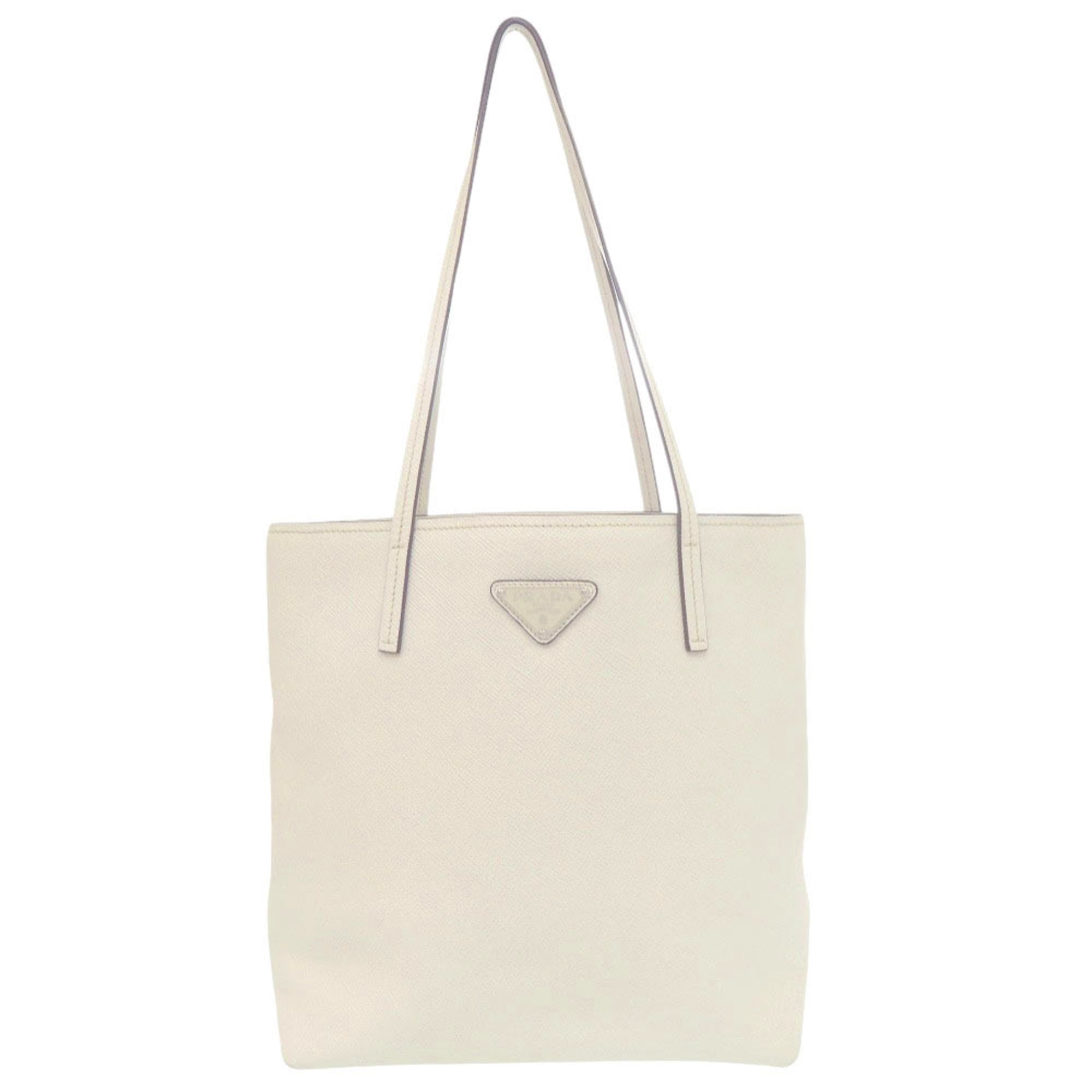 Prada White Saffiano Shoulder Bag Tote Bag (Pre-Owned)