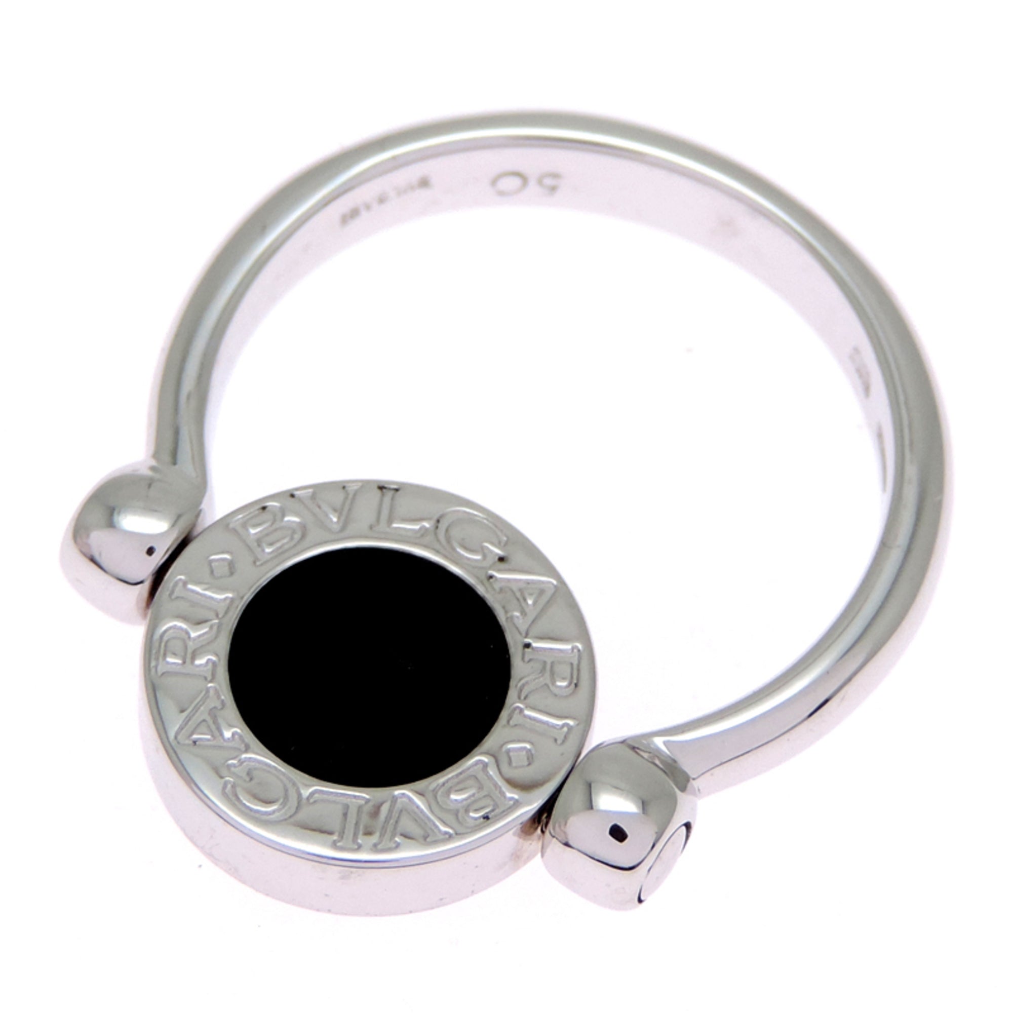 Bvlgari Silver Black White Gold (18K) Band Ring (Pre-Owned)