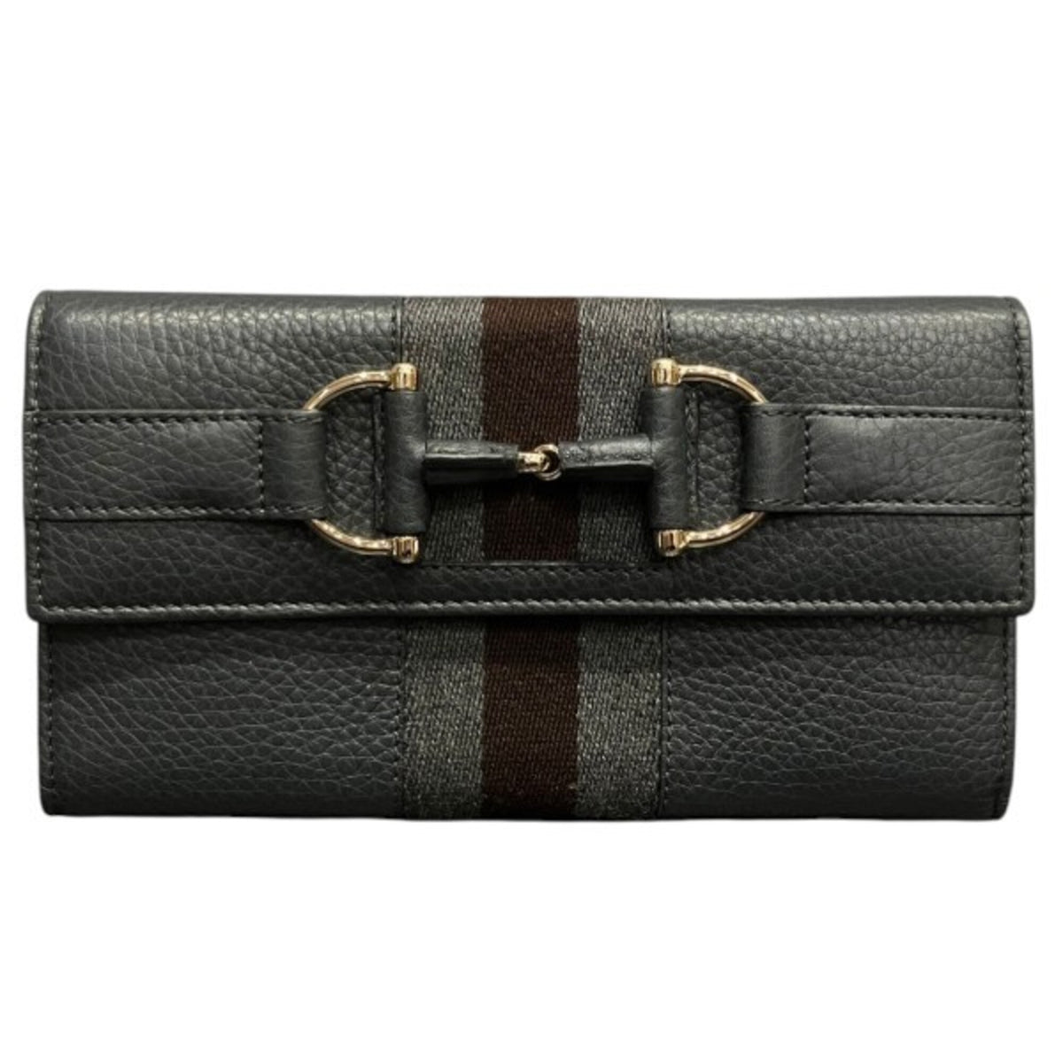 Gucci Gray Leather Long Wallet (Bi-Fold) (Pre-Owned)