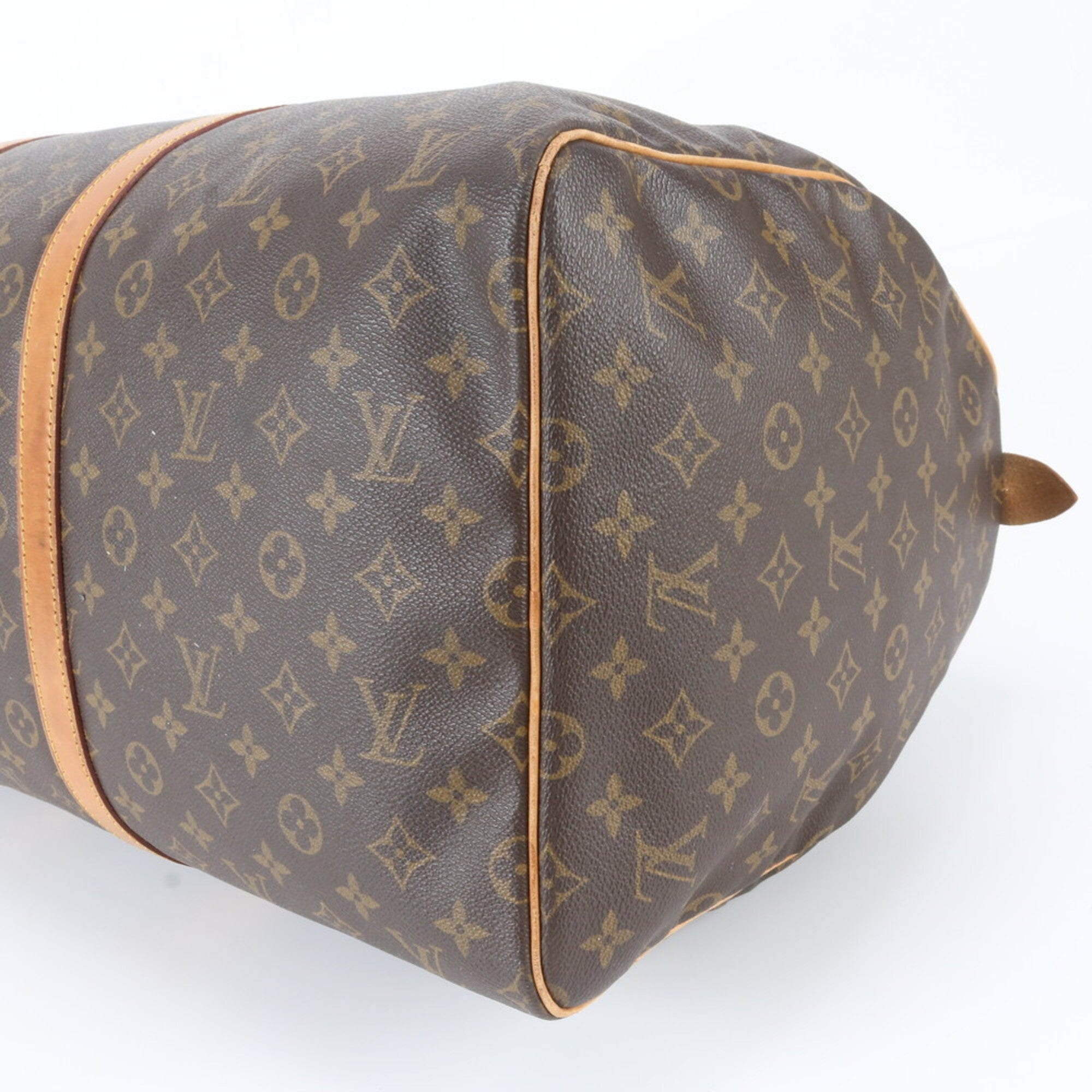 Louis Vuitton Brown Leather Coated Canvas Boston Bag Tote Bag (Pre-Owned)