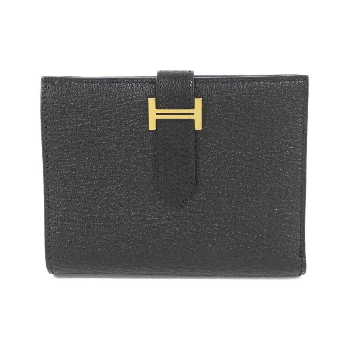 Hermes Black Chevre Leather Wallet (Bi-Fold) (Pre-Owned)