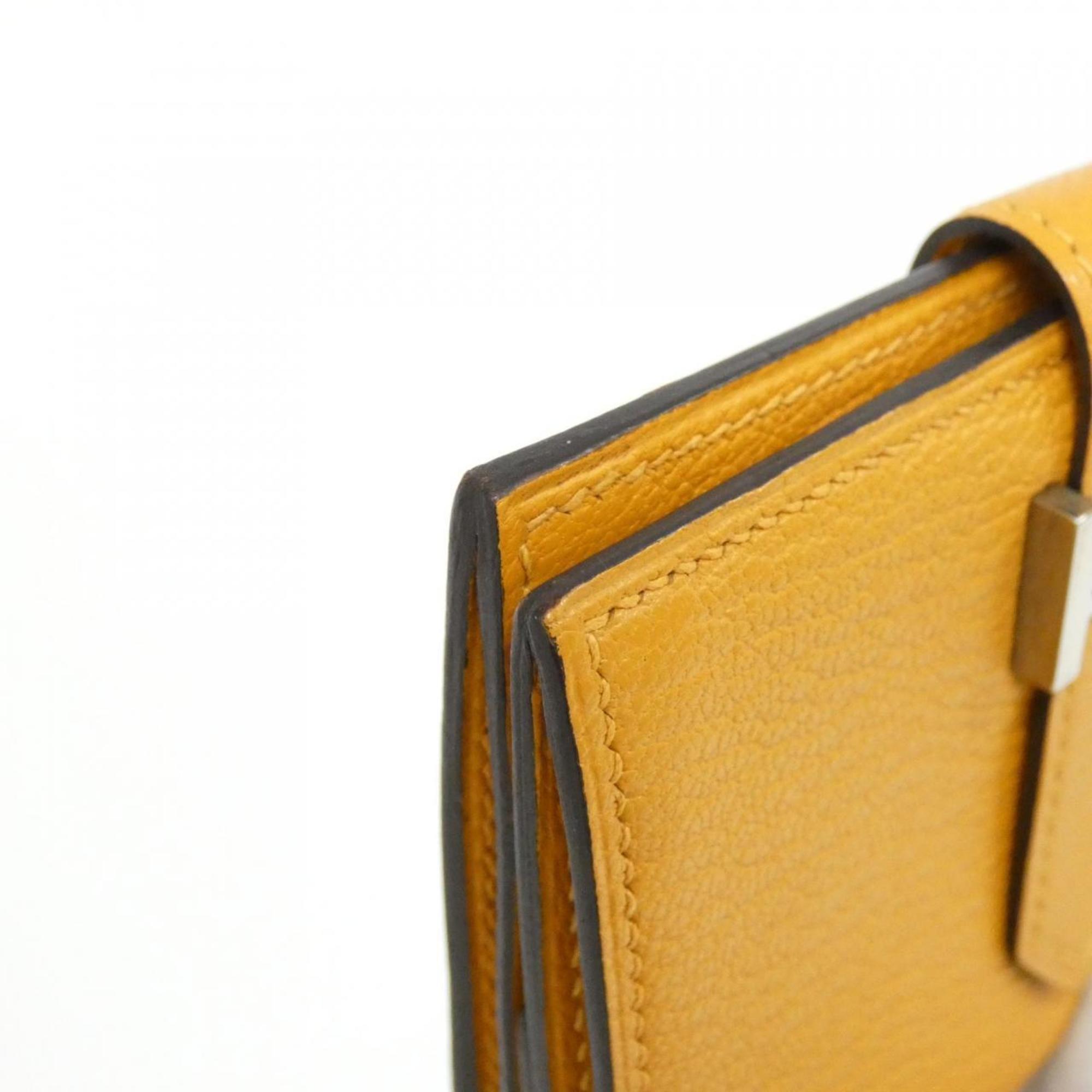 Hermes Moutarde Chevre Leather Wallet (Bi-Fold) (Pre-Owned)