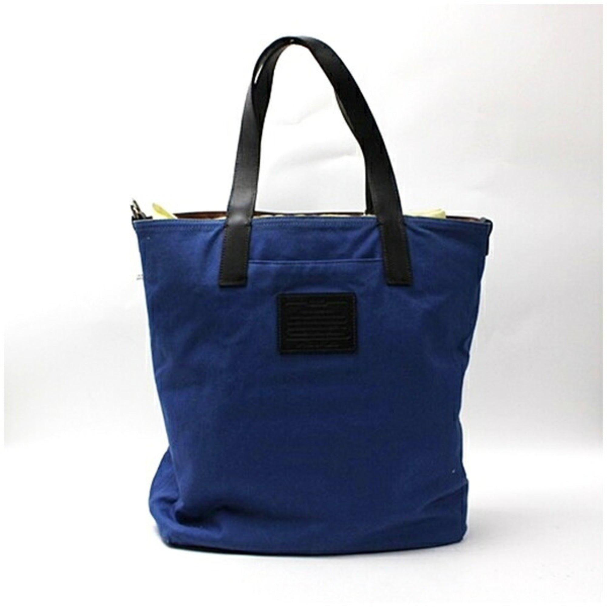 Coach Blue Brown White Leather Canvas Tote Bag (Pre-Owned)