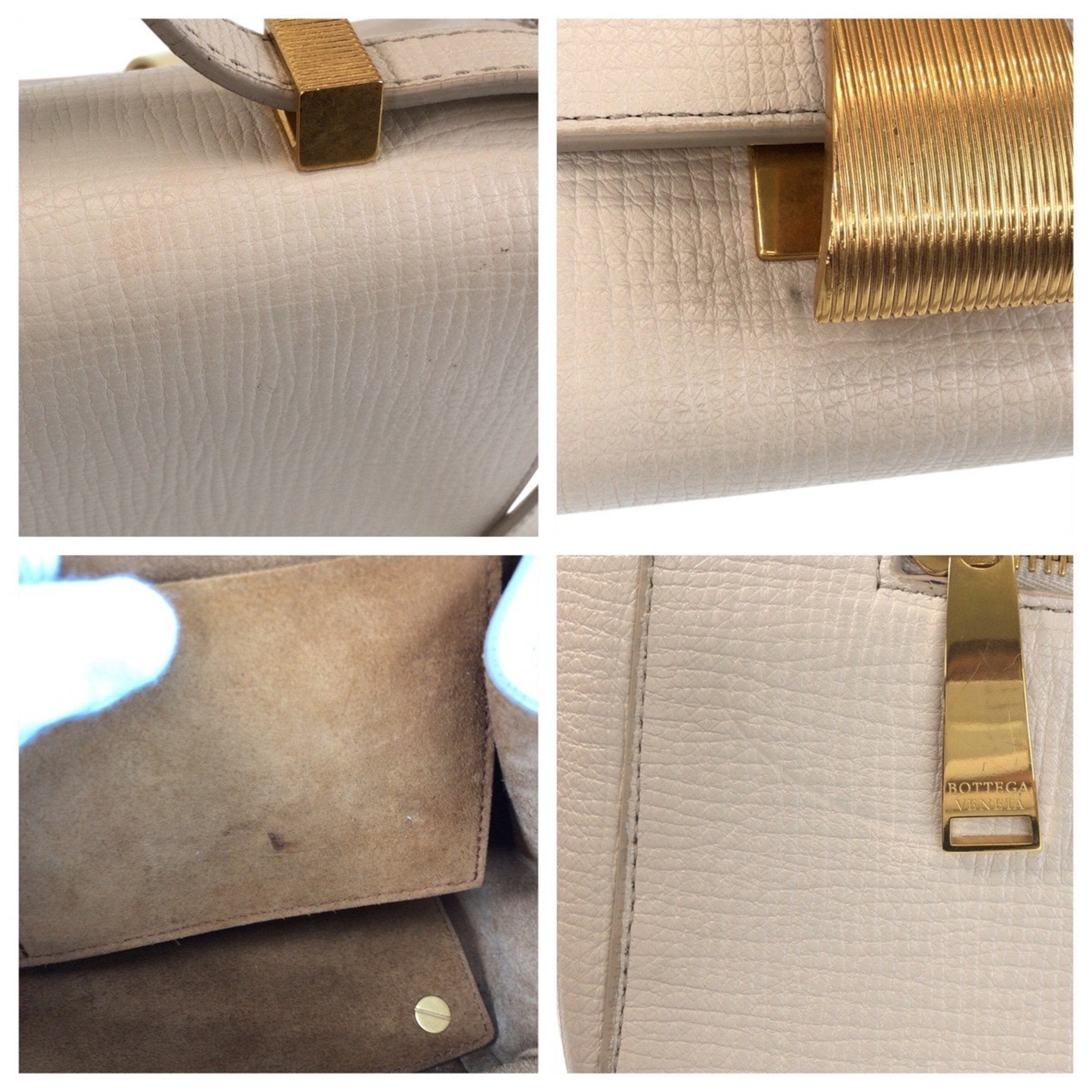 Bottega Veneta Ivory Leather Shoulder Bag (Pre-Owned)
