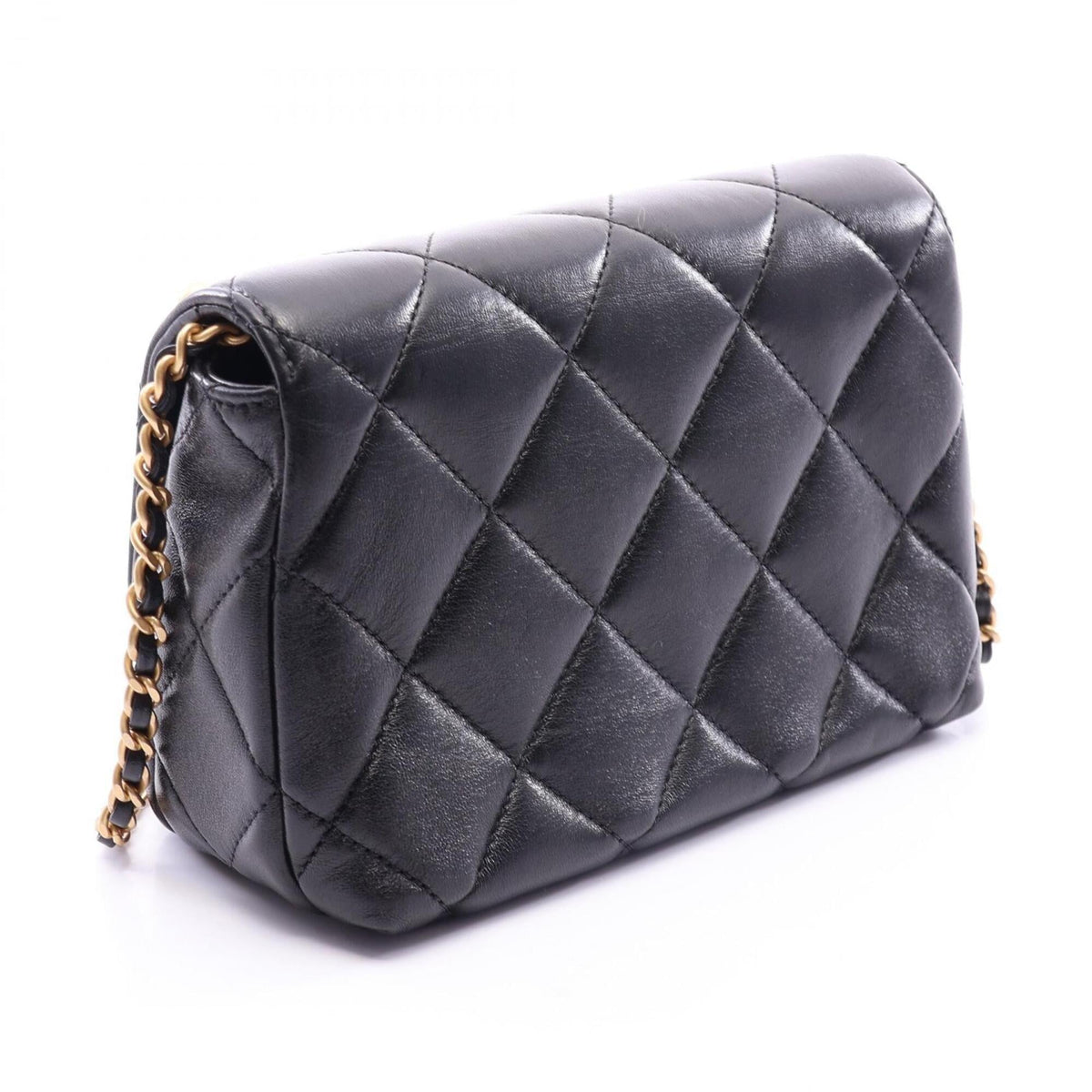 Chanel Black Leather Handbag Shoulder Bag (Pre-Owned)